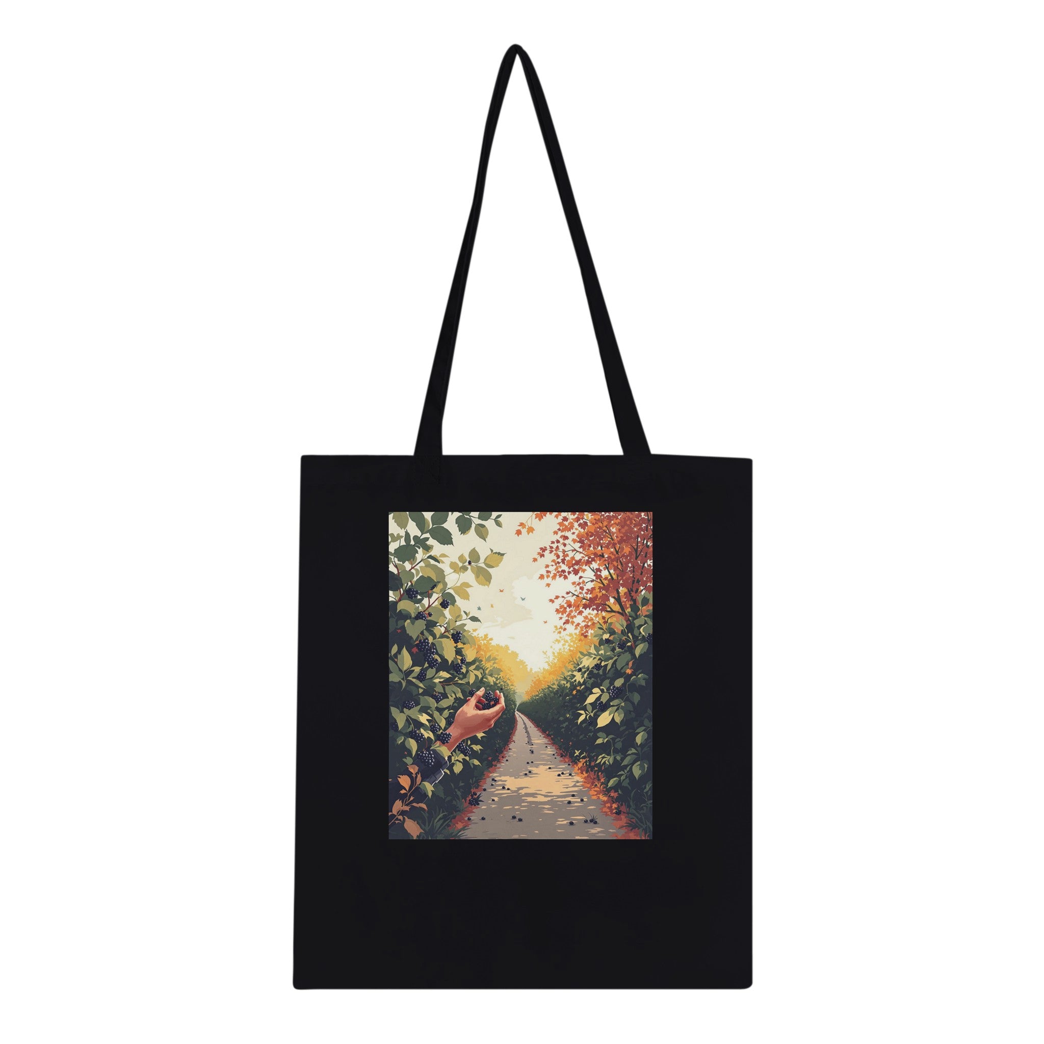 Hedgerow Blackberry Foraging Tote Bag Cotton Shopper UK Tote Bag — detail view | Wild Thread Co