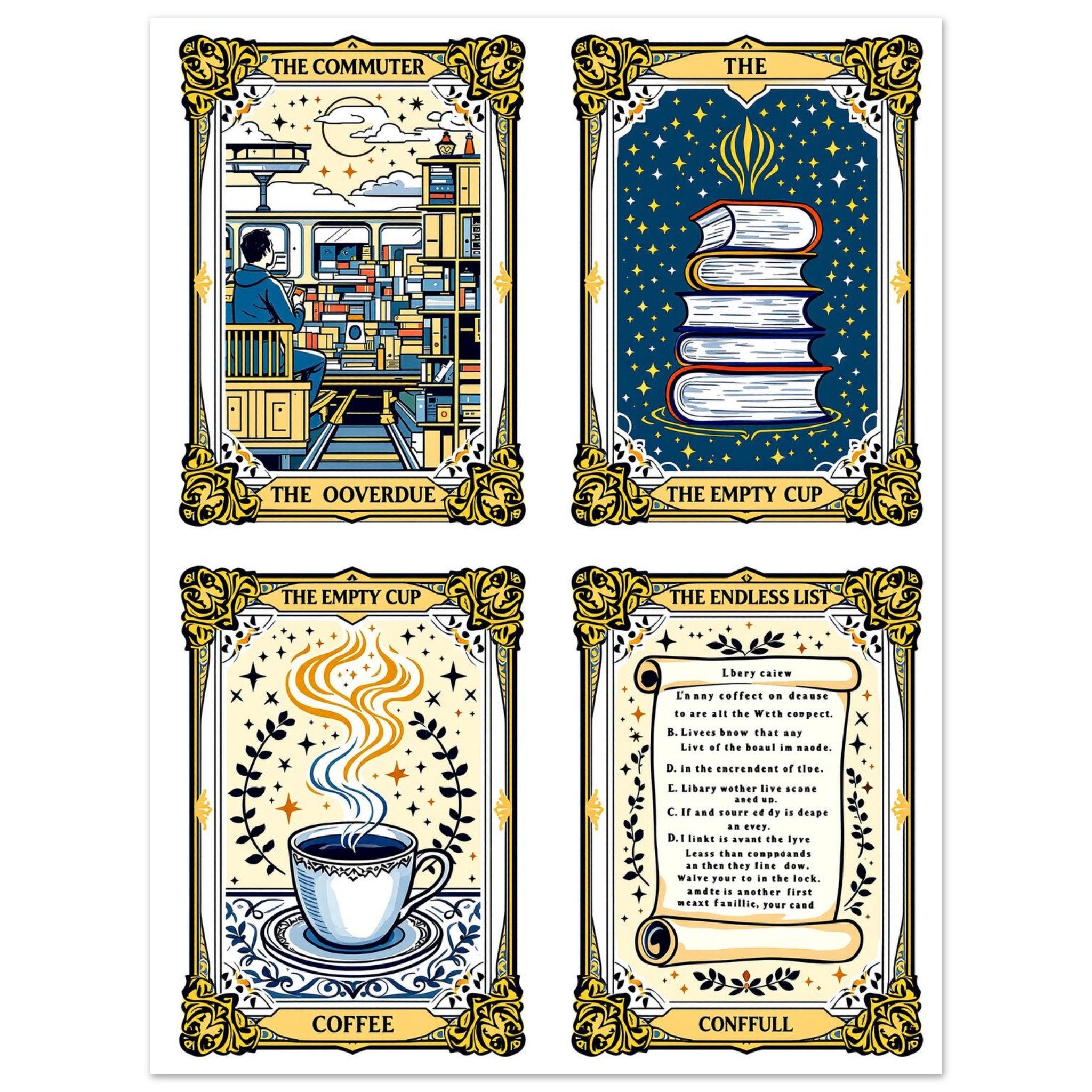 Dark Academia Tarot Card Art Wall Art UK Art UK Gift Art Print Poster Wall Art U Art Print — detail view | Wild Thread Co