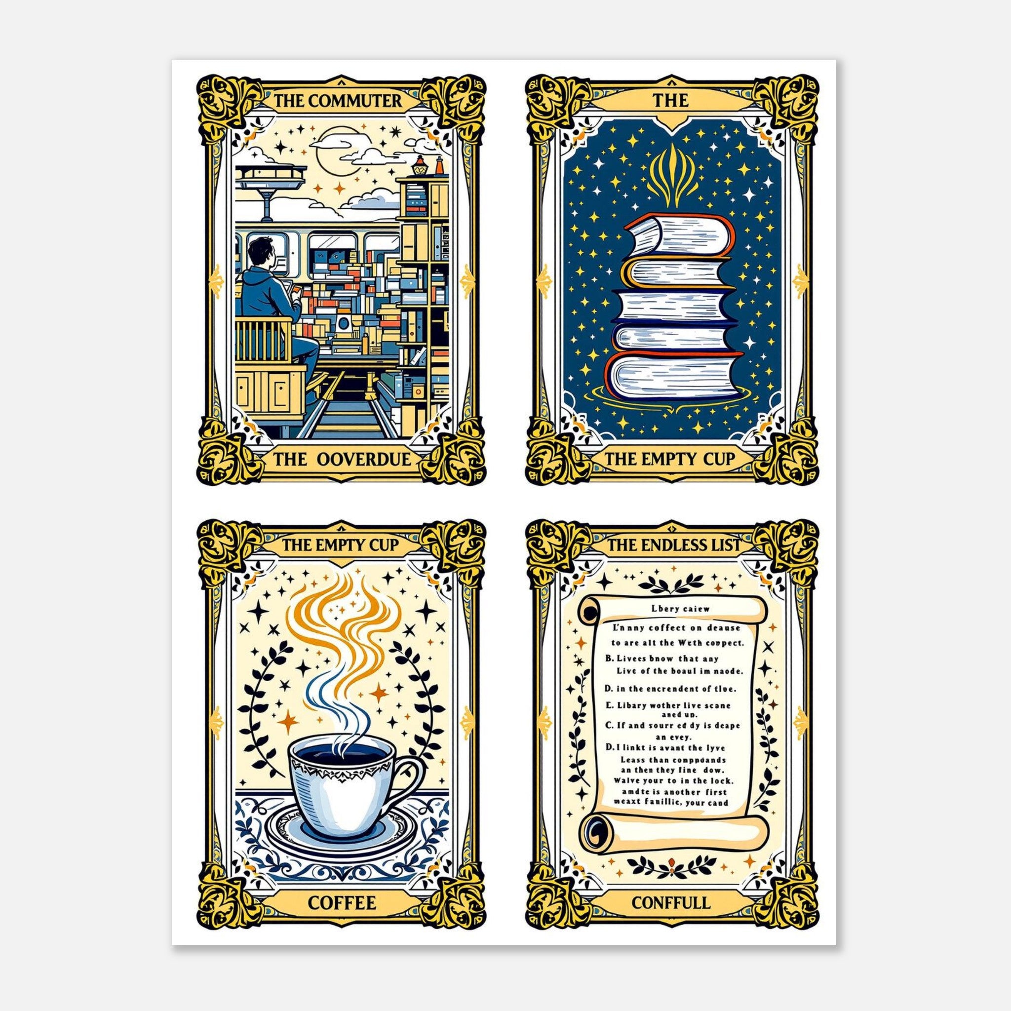 Dark Academia Tarot Card Art Wall Art UK Art UK Gift Art Print Poster Wall Art U Art Print — detail view | Wild Thread Co