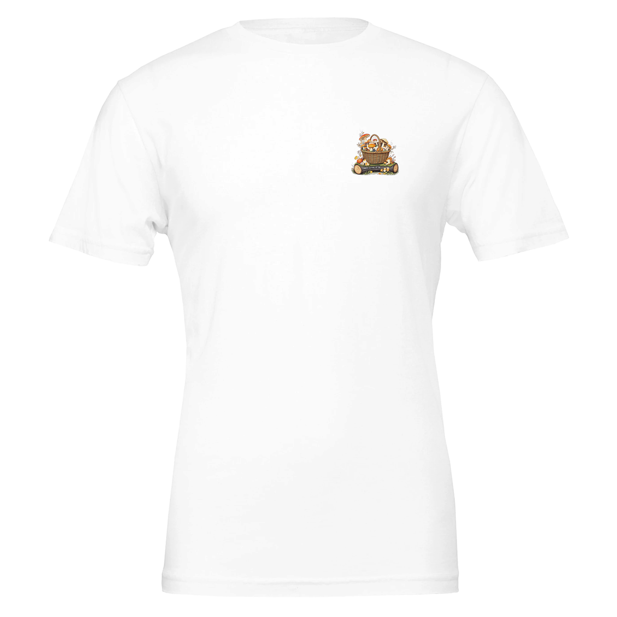 Foraged Mushroom Basket T-Shirt Unisex Cotton Tee UK T-Shirt — detail view | Wild Thread Co