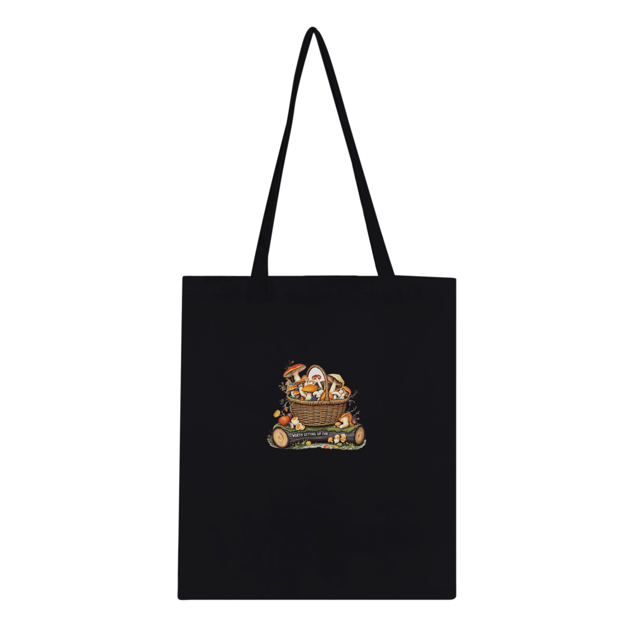 Foraged Mushroom Basket Cotton Shopper UK Tote Bag UK Gift Tote Bag — detail view | Wild Thread Co