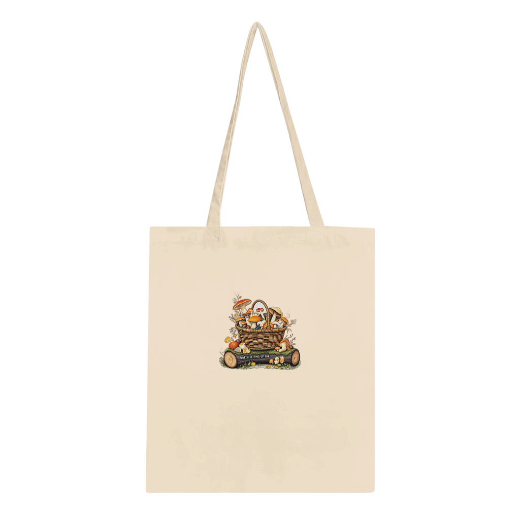 Foraged Mushroom Basket Cotton Shopper UK Tote Bag UK Gift Tote Bag — detail view | Wild Thread Co