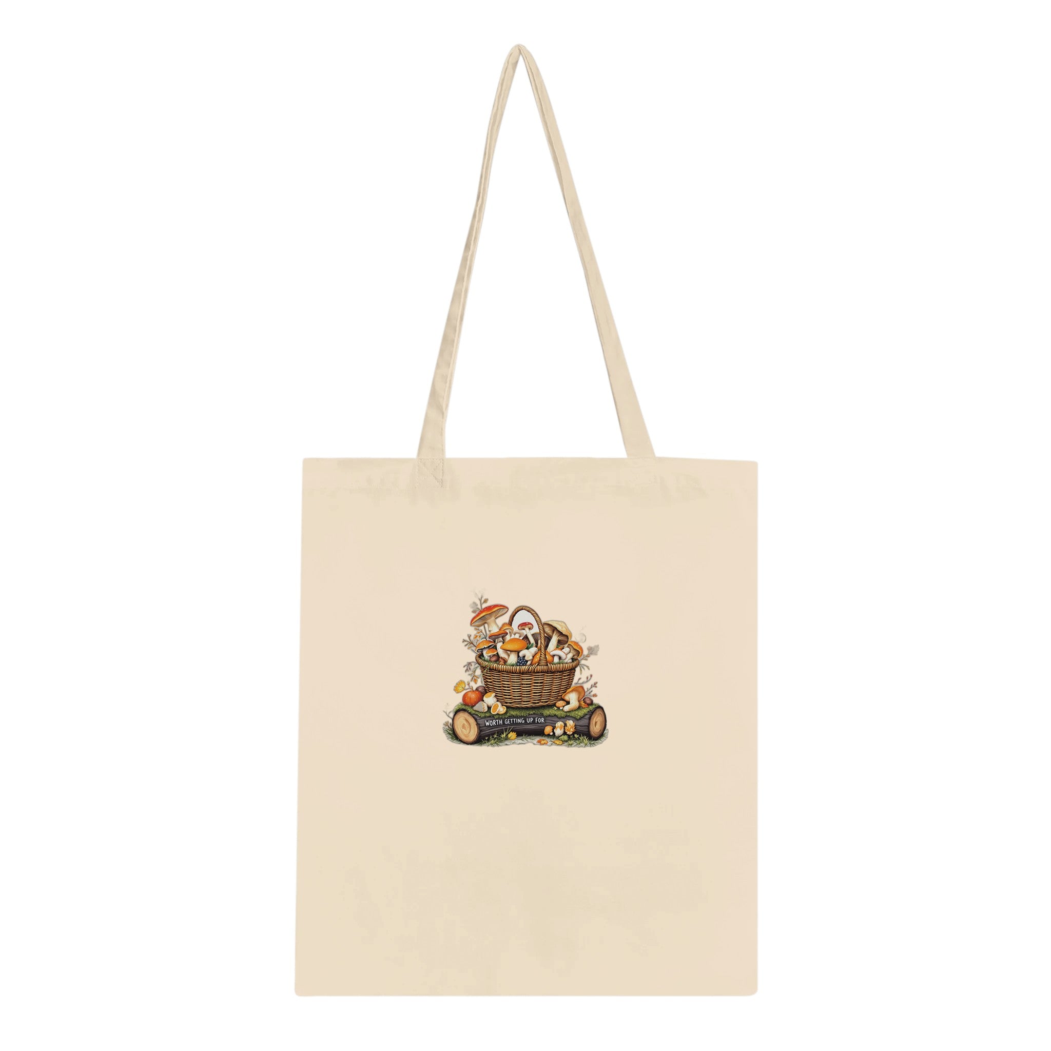 Foraged Mushroom Basket Cotton Shopper UK Tote Bag UK Gift Tote Bag — detail view | Wild Thread Co