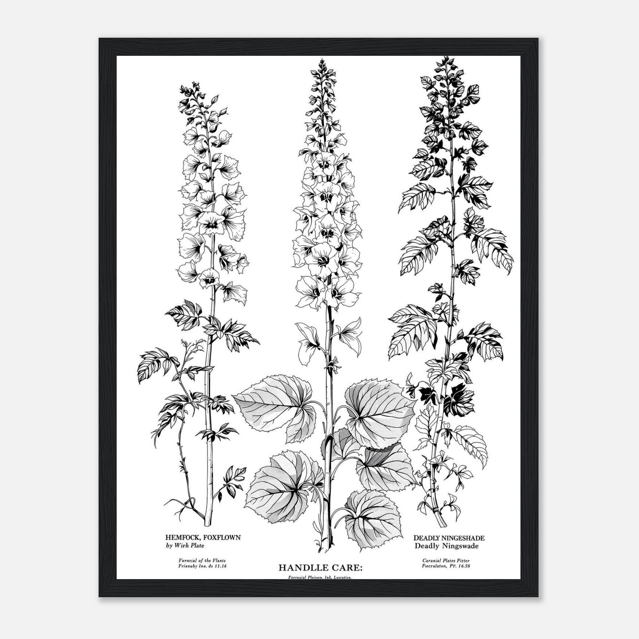 Victorian Botanical Poisonous Plants Wall Art Ready to Hang UK Framed Framed Art Print — detail view | Wild Thread Co