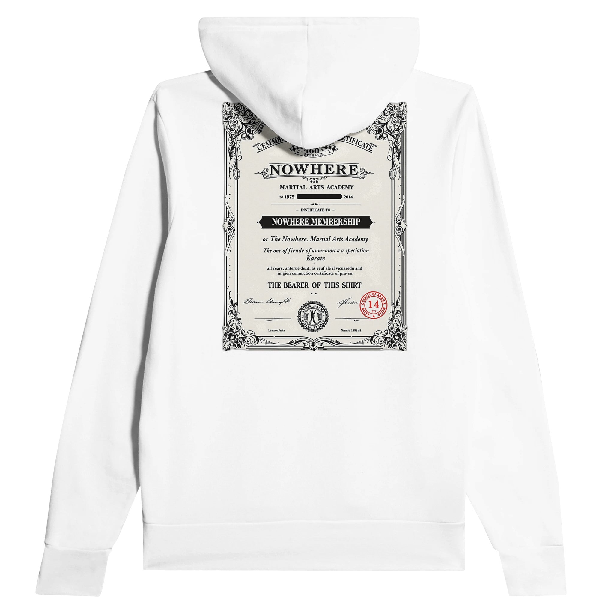 Retro Martial Arts Dojo Hoodie Pullover Unisex Cotton UK Hoodie — detail view | Wild Thread Co