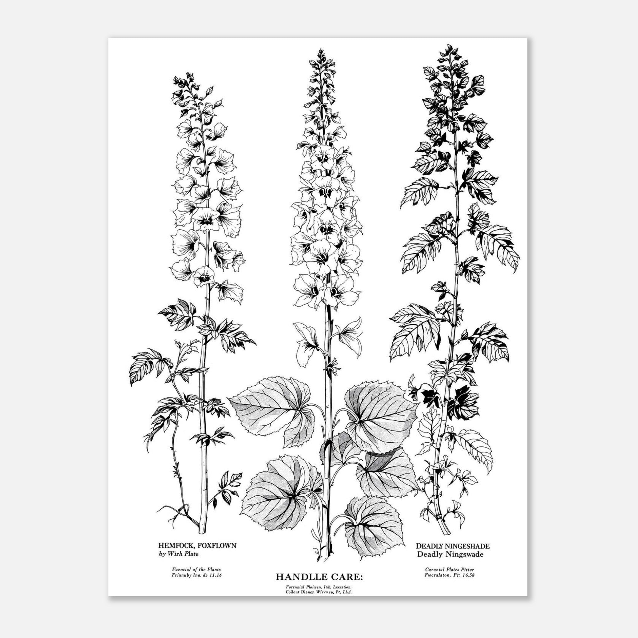 Victorian Poisonous Plants Botanical A1 Dark Academia Art UK Art Wa Art Print Po Art Print — detail view | Wild Thread Co