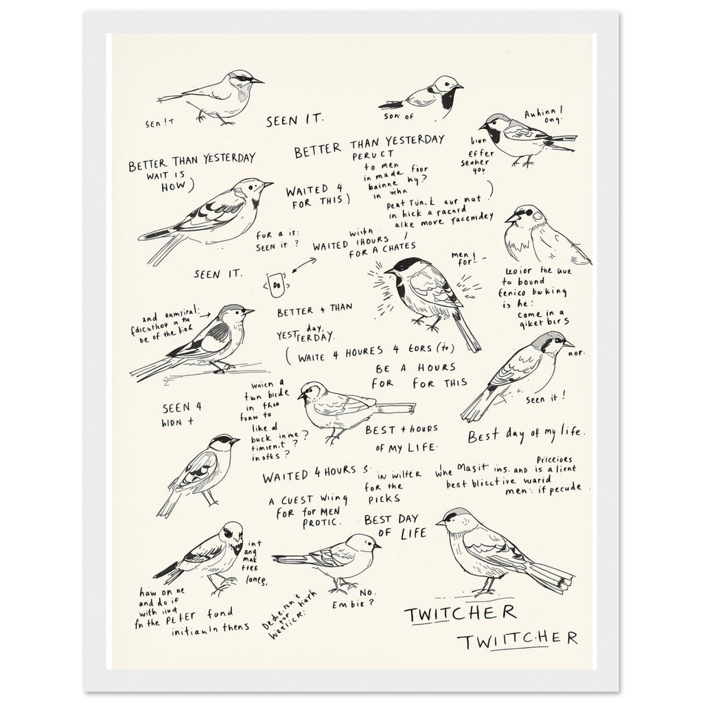 Gorpcore Birdwatching Obsession Framed Print Wall Art Ready to Hang Framed Art Print — detail view | Wild Thread Co