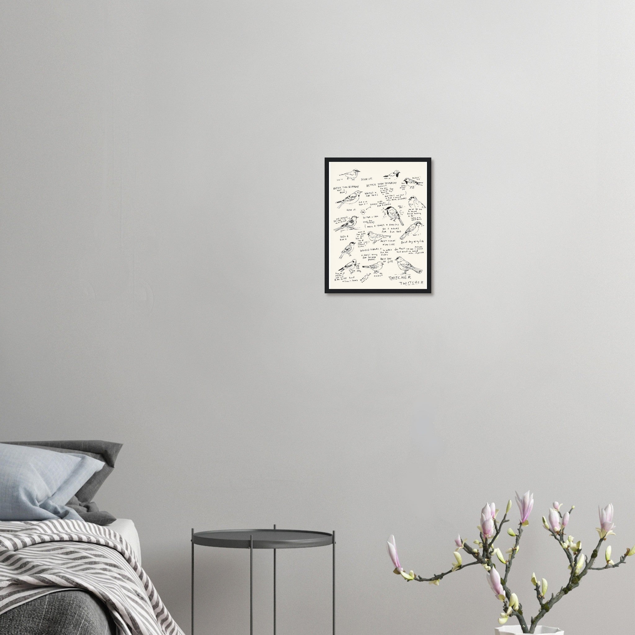 Gorpcore Birdwatching Obsession Framed Print Wall Art Ready to Hang Framed Art Print — detail view | Wild Thread Co