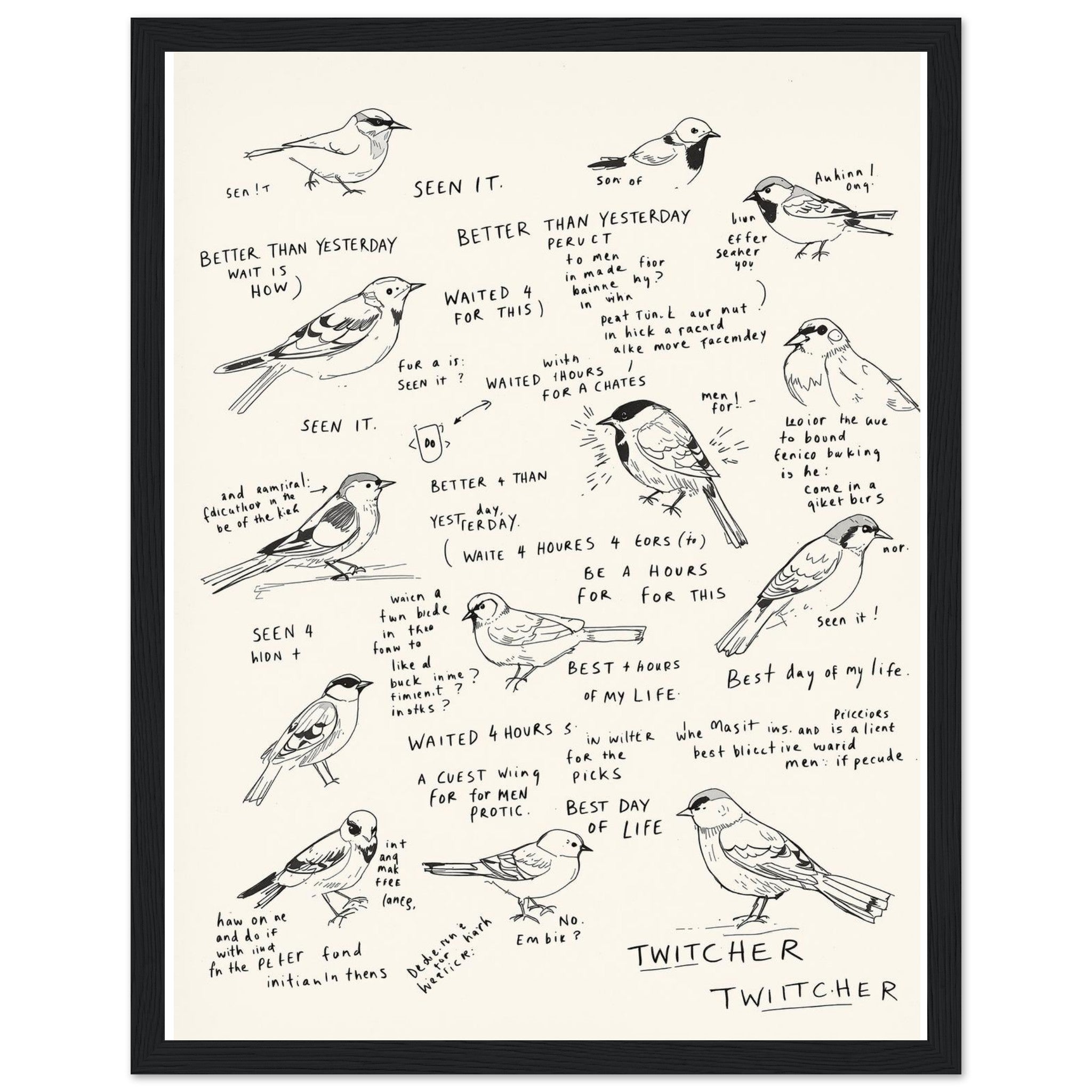 Gorpcore Birdwatching Obsession Framed Print Wall Art Ready to Hang — Framed Art Print | Wild Thread Co UK