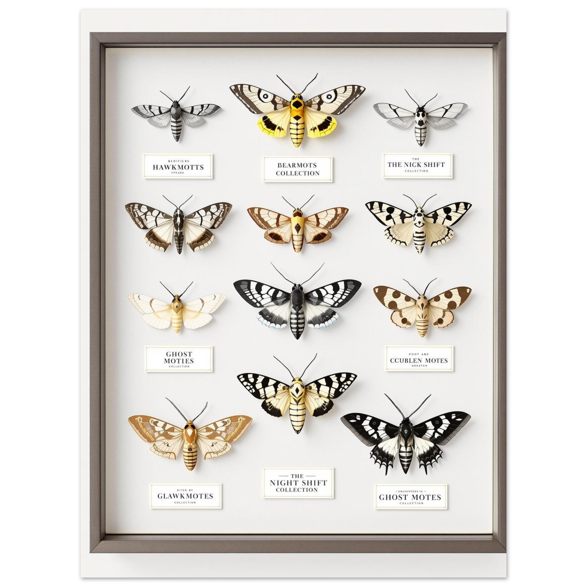 British Moth Specimen Case A1 Art Wall Art UK Art Art Print Art Print — detail view | Wild Thread Co
