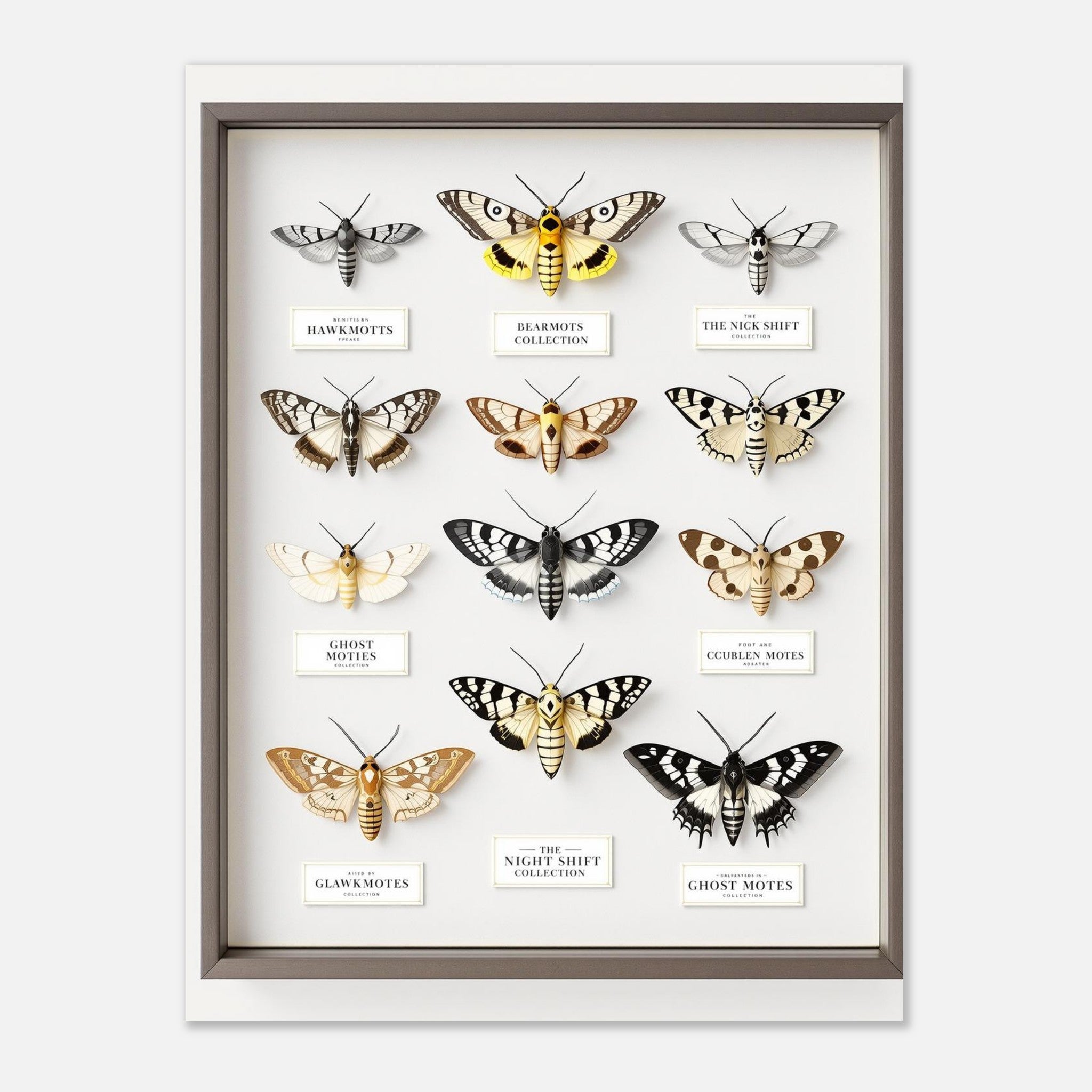 British Moth Specimen Case A1 Art Wall Art UK Art Art Print Art Print — detail view | Wild Thread Co