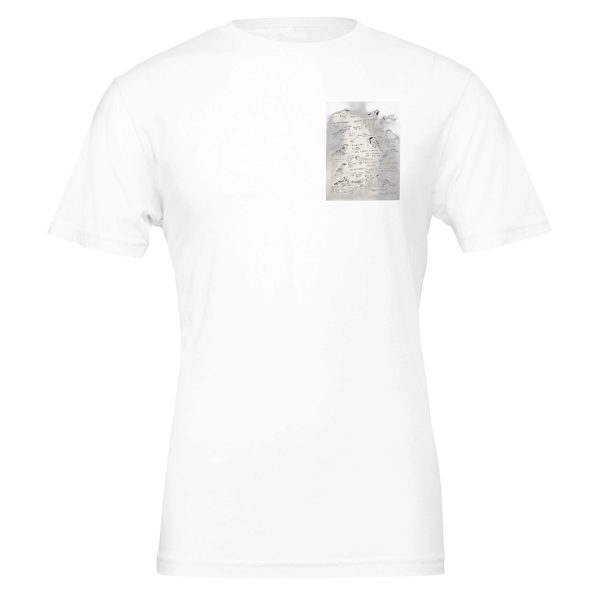 Gorpcore Birdwatching Obsession T-Shirt Unisex Cotton Tee UK T-Shirt — detail view | Wild Thread Co