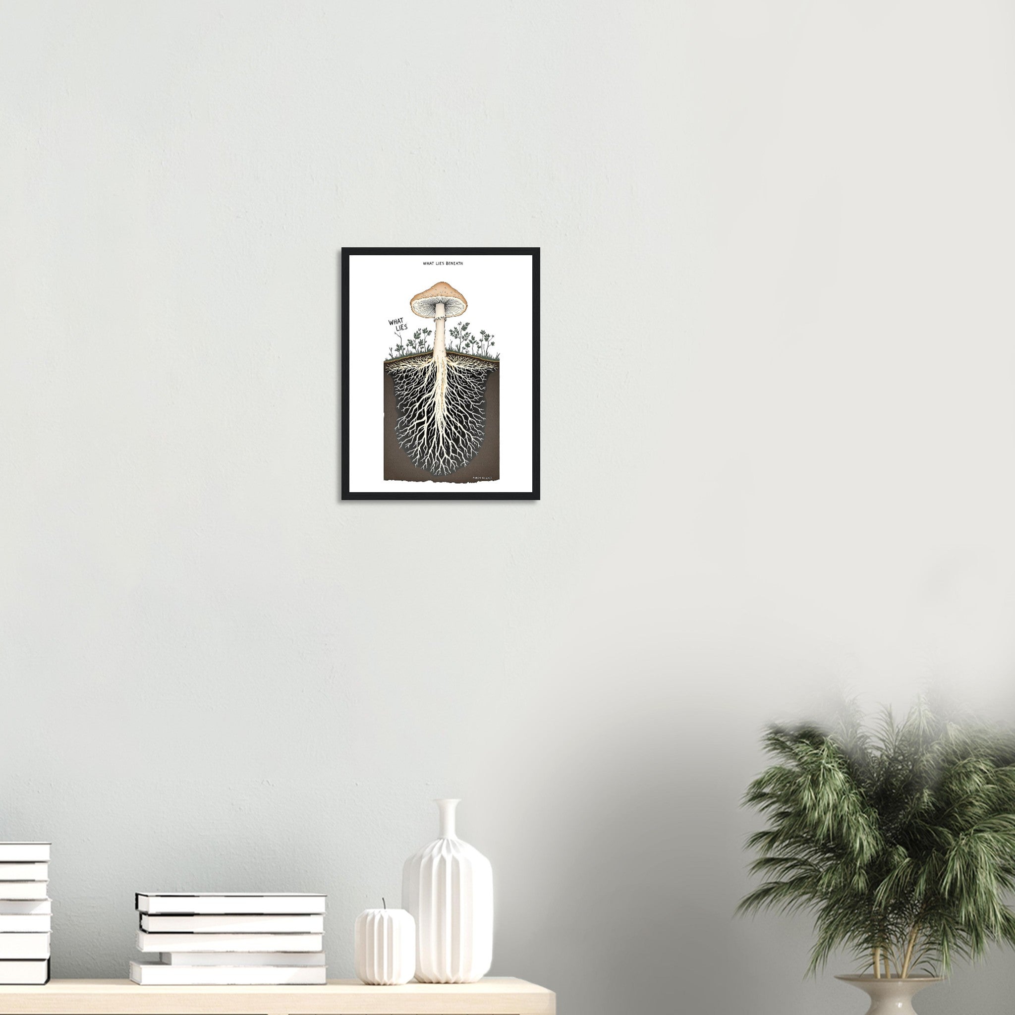 Mycelium Network Cross-section Wall Art Ready to Hang UK Gift Framed Framed Art Print — detail view | Wild Thread Co