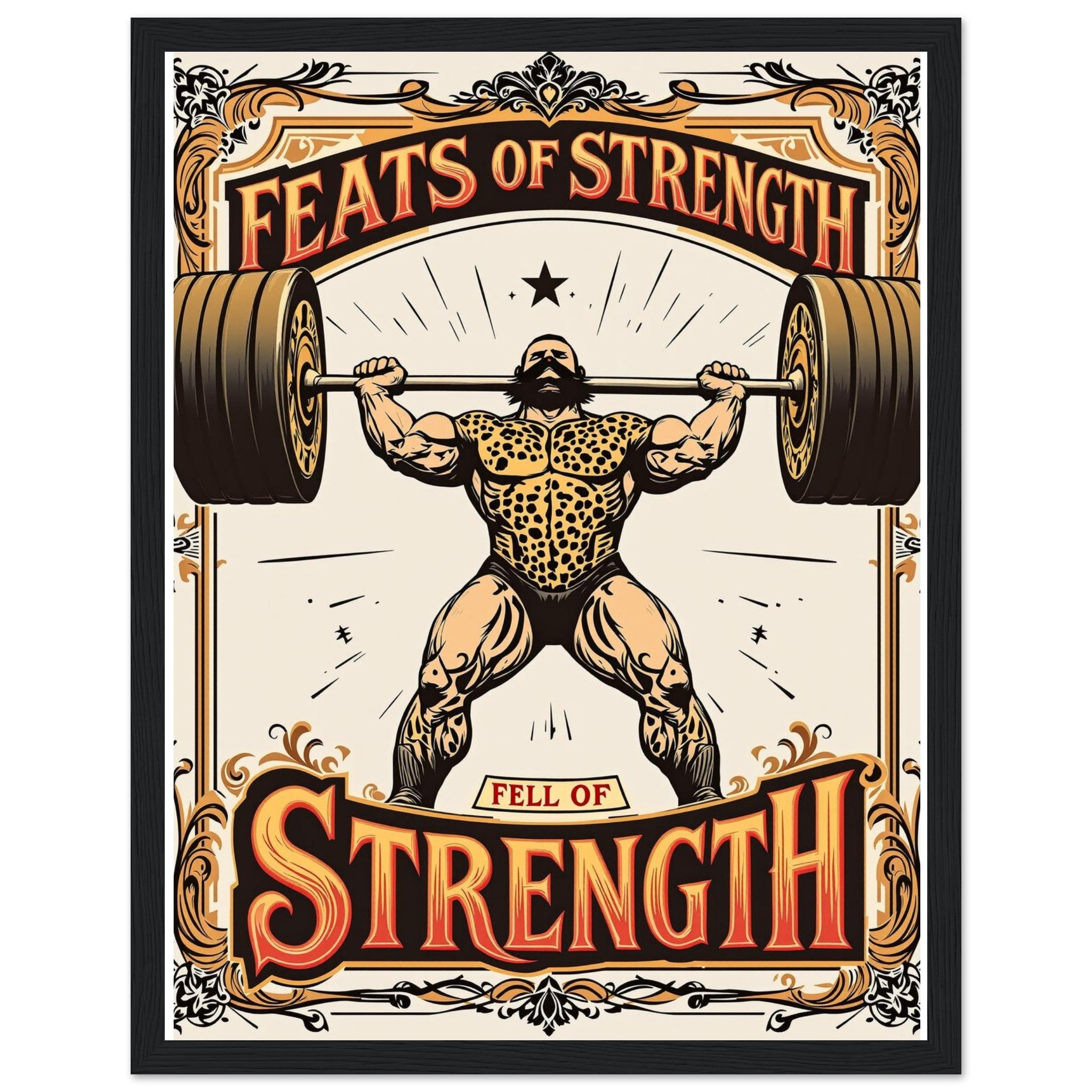 Retro Weightlifting Strongman Framed Print Wall Art Ready to Hang UK — Framed Art Print | Wild Thread Co UK