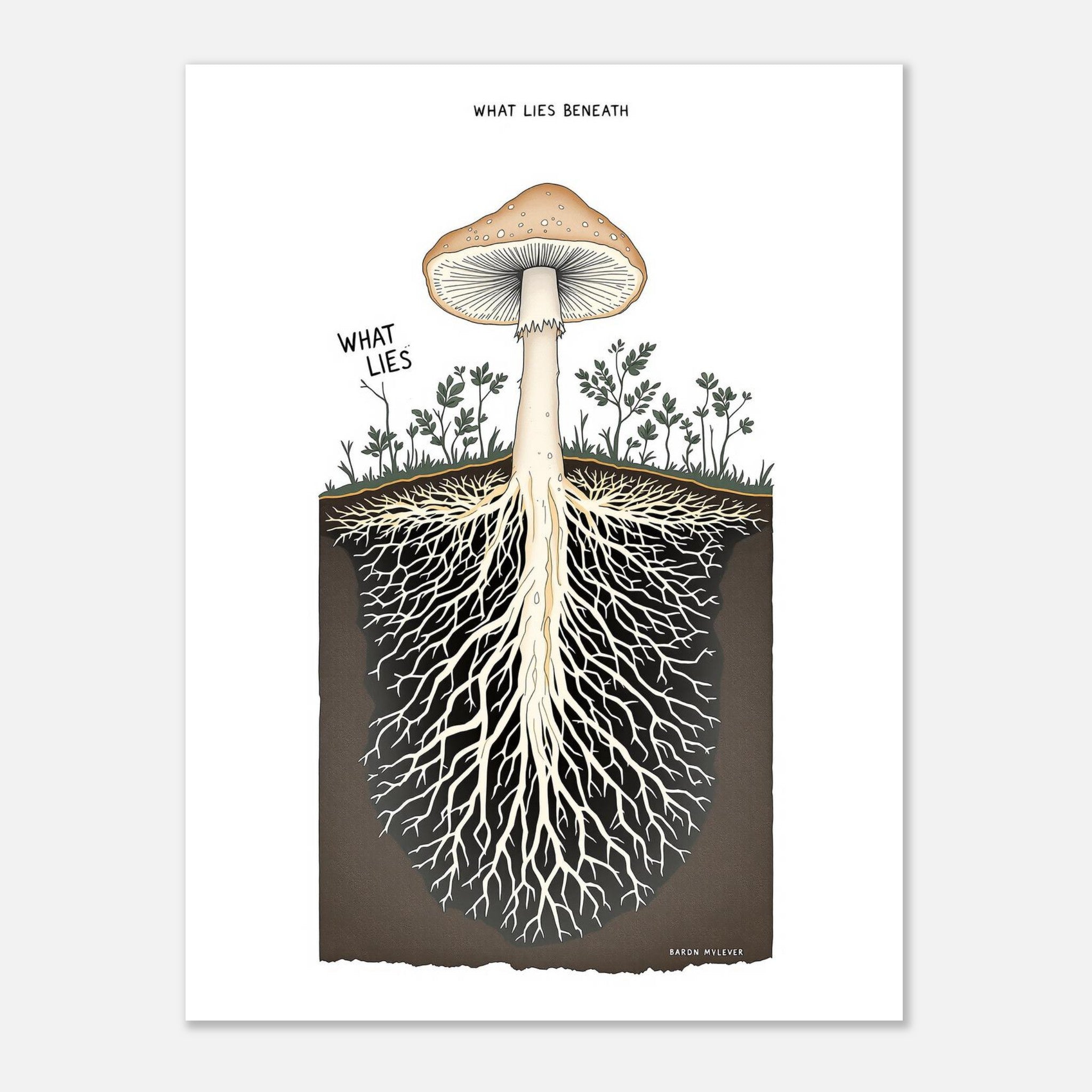 Mycelium Network Cross-Section Art Wall Art UK Art Art Print Art Print — detail view | Wild Thread Co