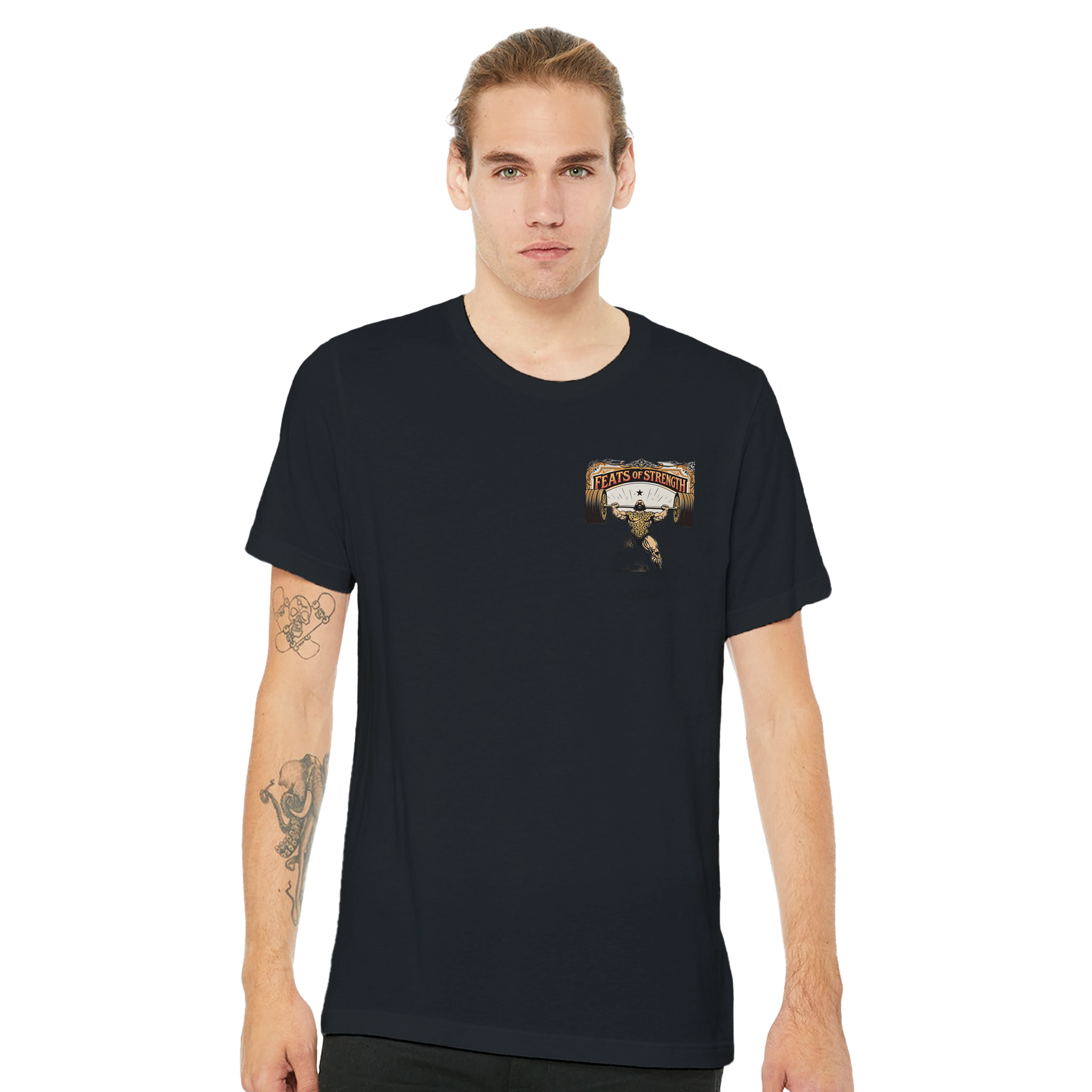 Retro Weightlifting Strongman T-Shirt — detail view | Wild Thread Co