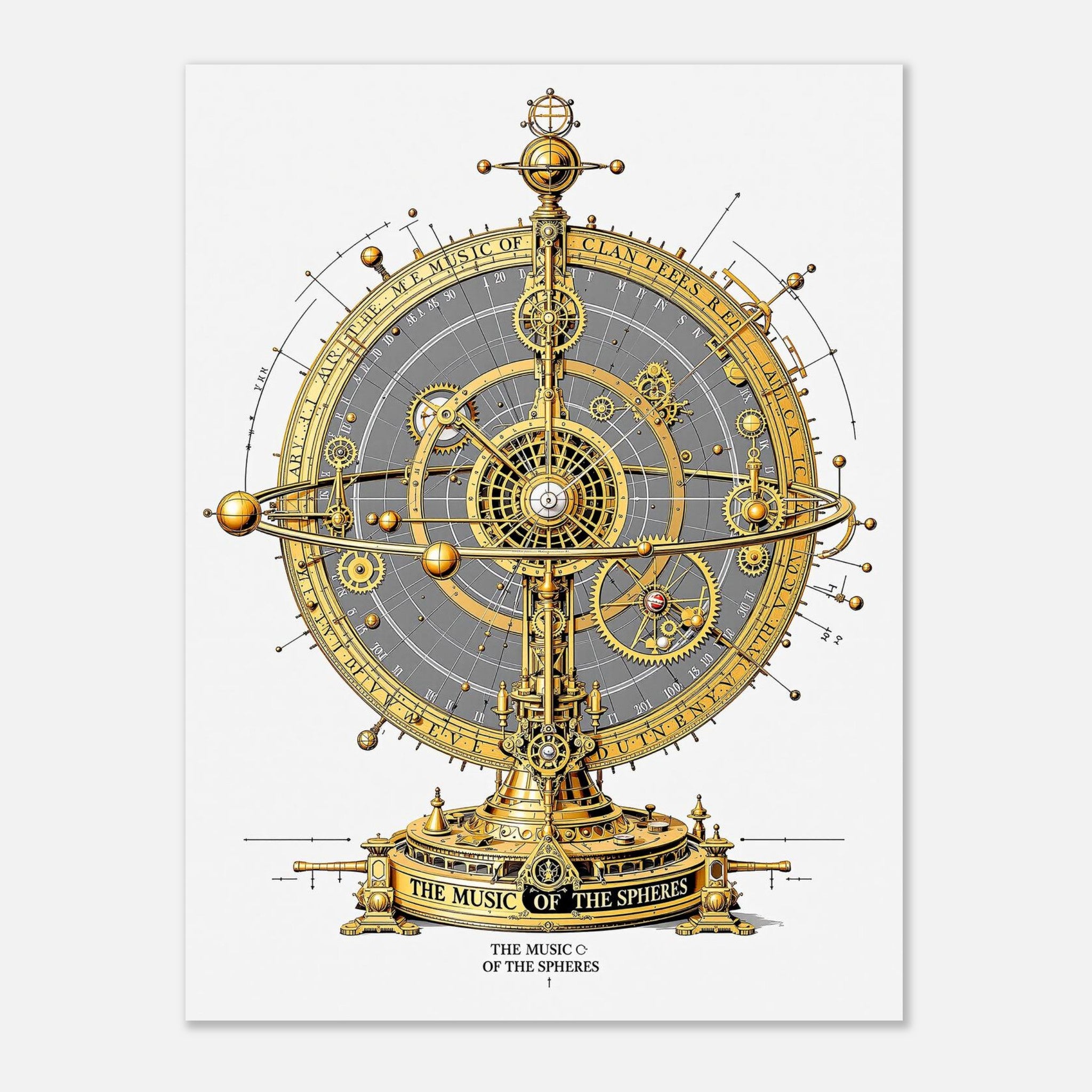 Victorian Mechanical Orrery Art Wall Art UK Art UK Gift Art Print Poster Wall Ar Art Print — detail view | Wild Thread Co
