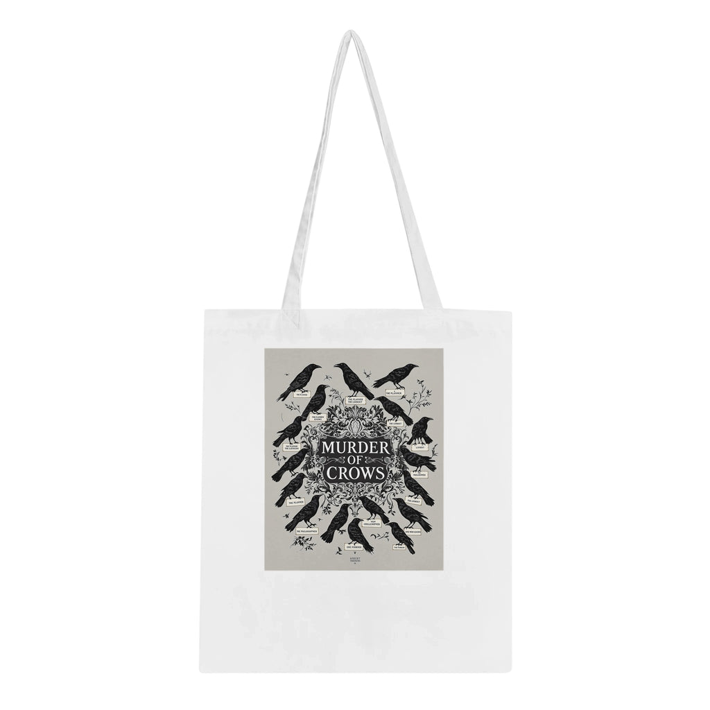 Dark Academia Ravens Murder Tote Bag Cotton Shopper UK Tote Bag — detail view | Wild Thread Co