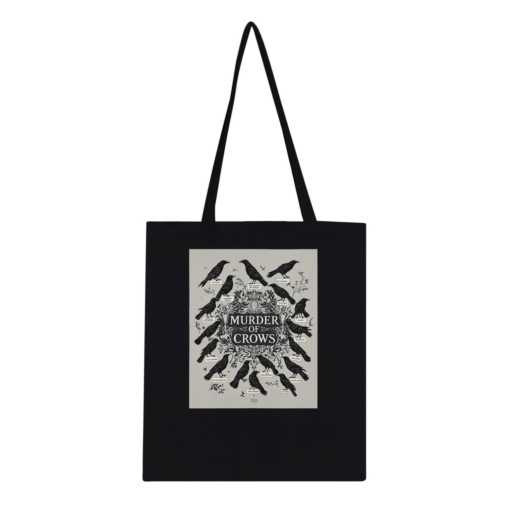 Dark Academia Ravens Murder Tote Bag Cotton Shopper UK Tote Bag — detail view | Wild Thread Co