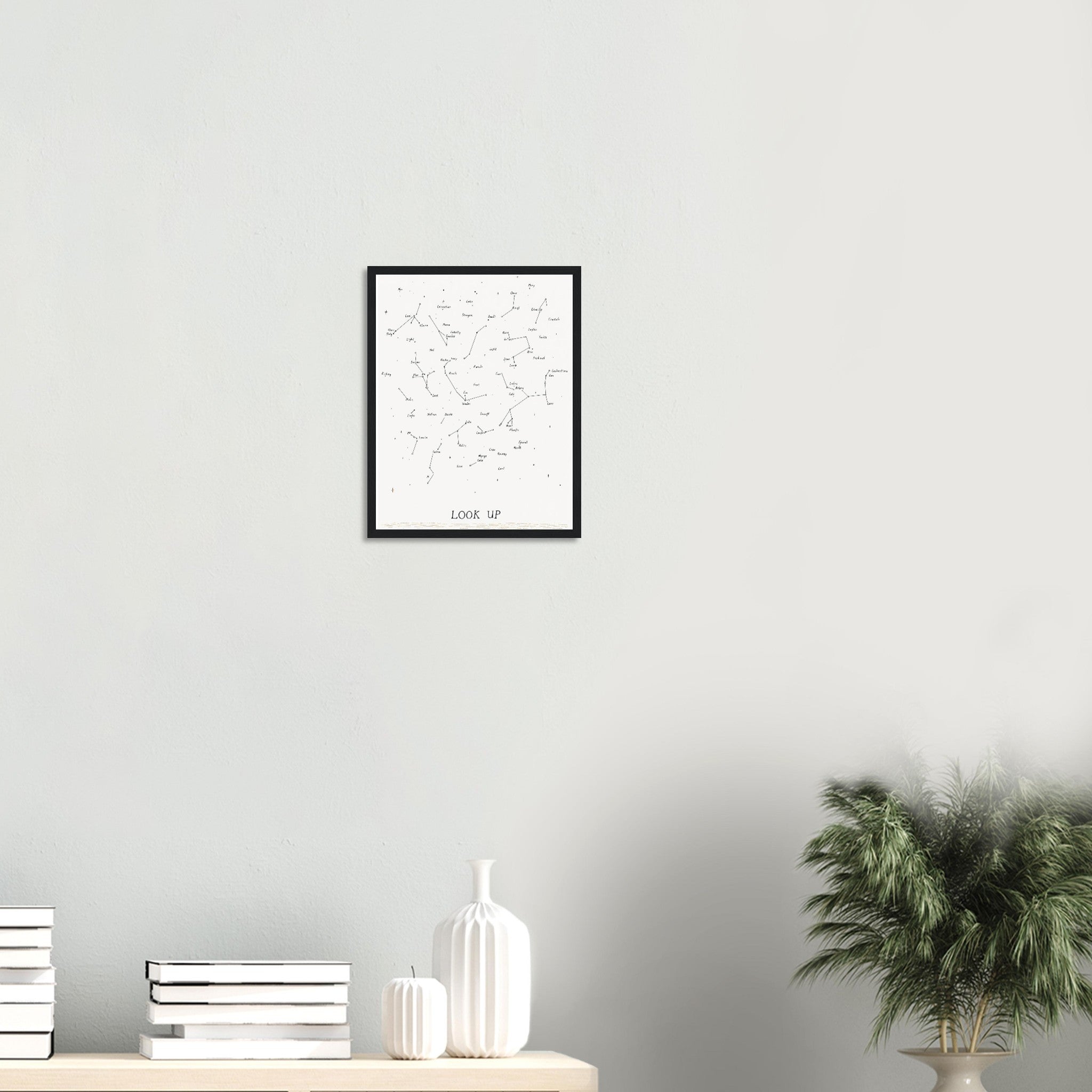 Antique Star Chart Hand Drawn Wall Art Ready to Hang UK Framed Art Print — detail view | Wild Thread Co