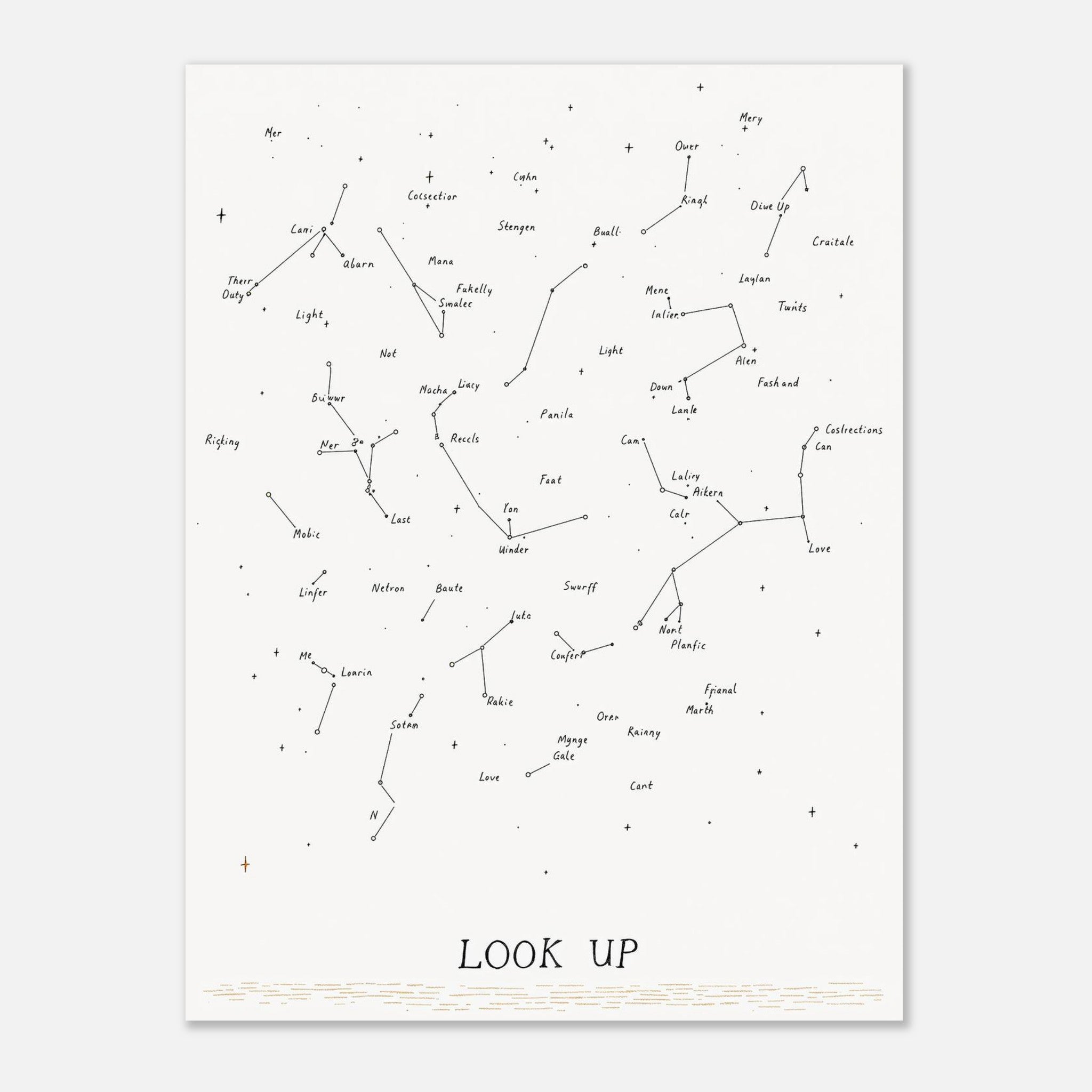 Winter Night Sky Star Chart Art Wall Art UK Art UK Gift Art Print Poster Wall Ar Art Print — detail view | Wild Thread Co