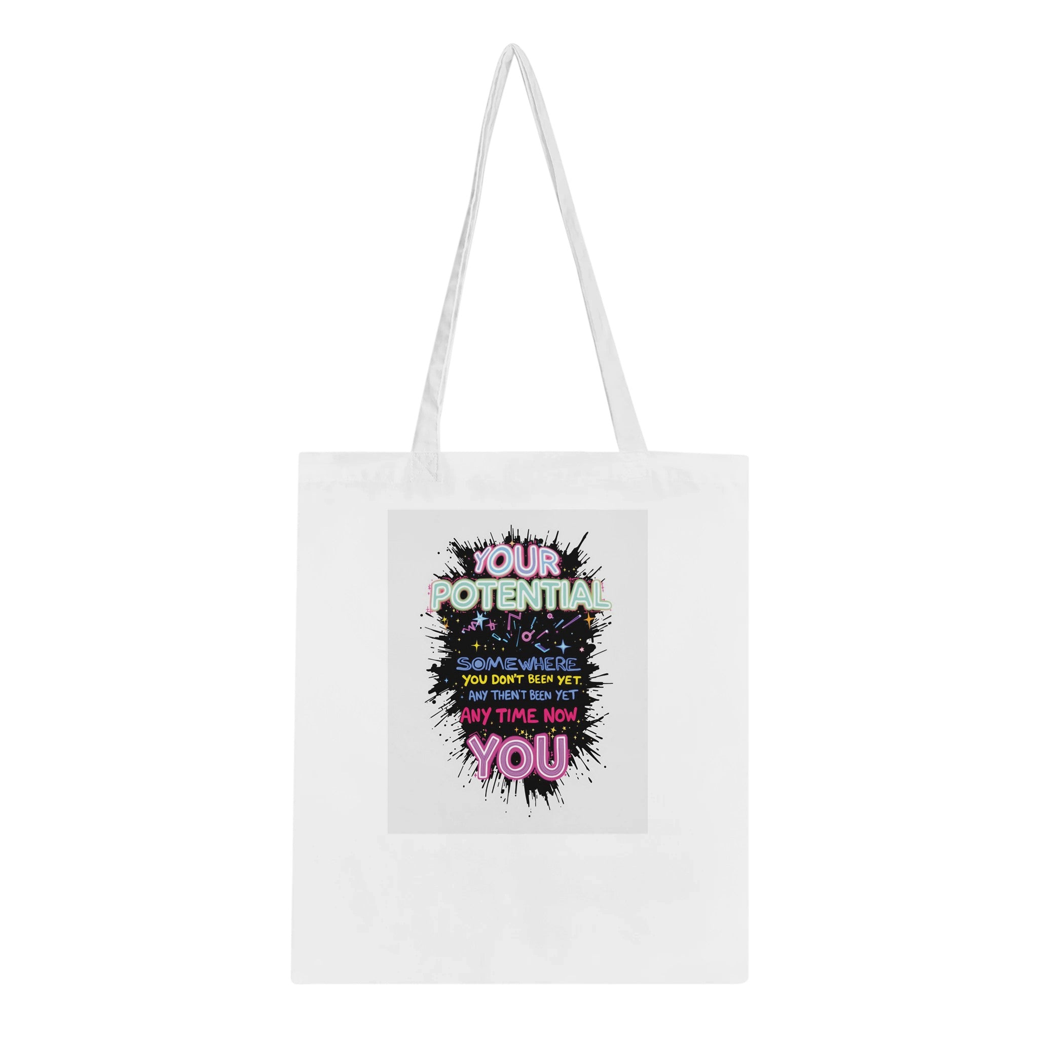 Y2k Rave Flyer Tote Bag Cotton Shopper UK Tote Bag — detail view | Wild Thread Co