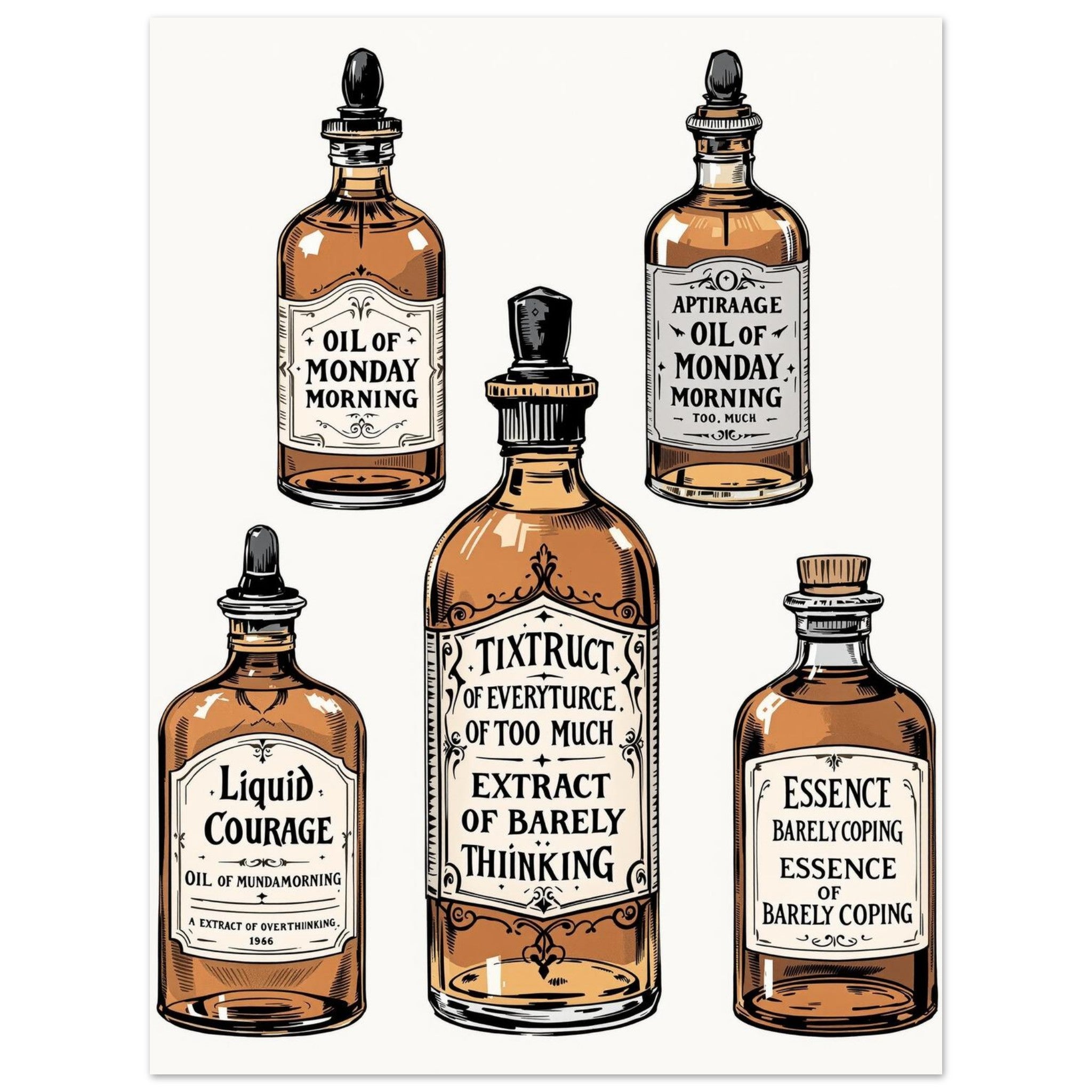 Apothecary Dark Humour A1 Art Wall Art UK Art UK Gift Art Print Art Print — detail view | Wild Thread Co