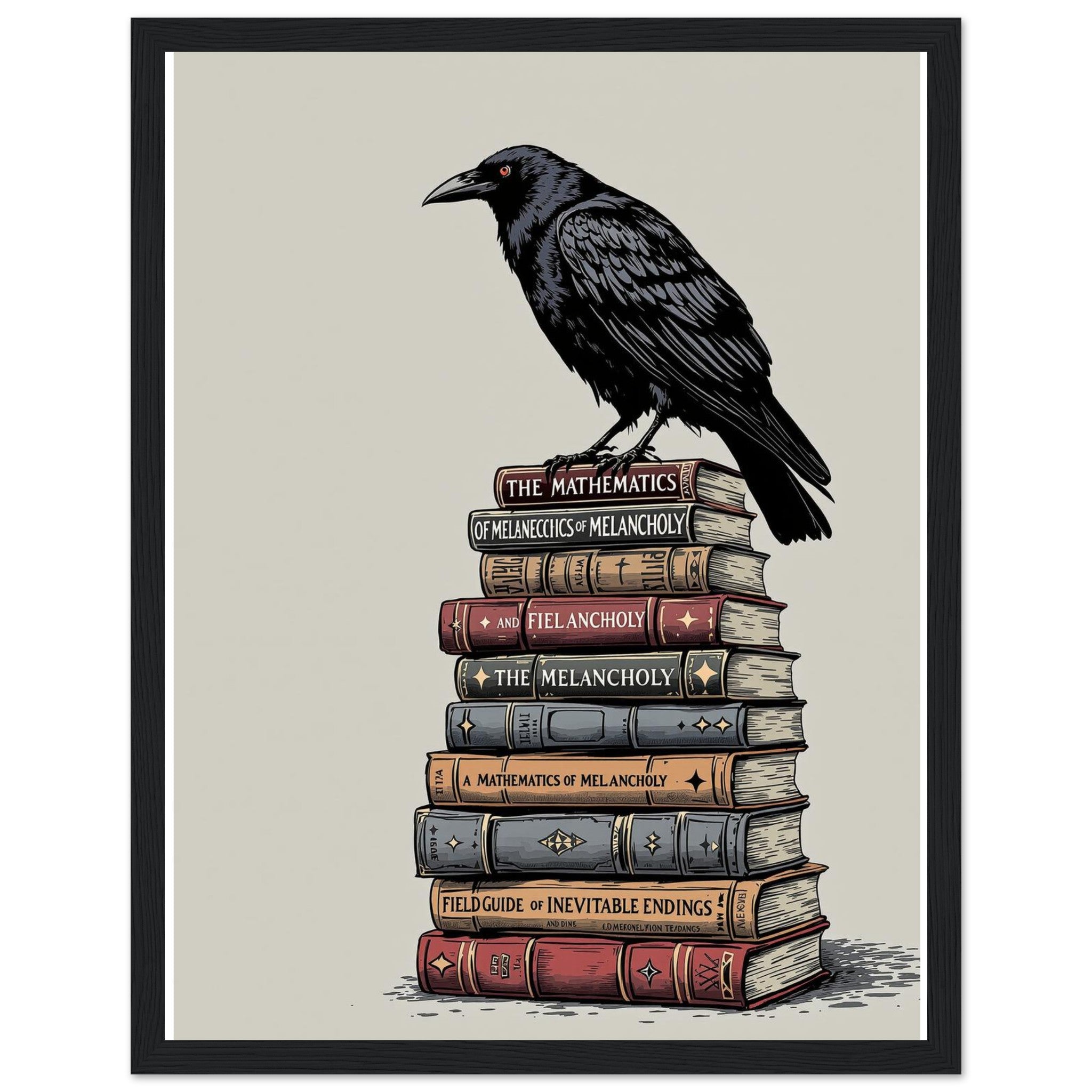 Raven Library Dark Academia Wall Art Ready to Hang UK — Framed Art Print | Wild Thread Co UK