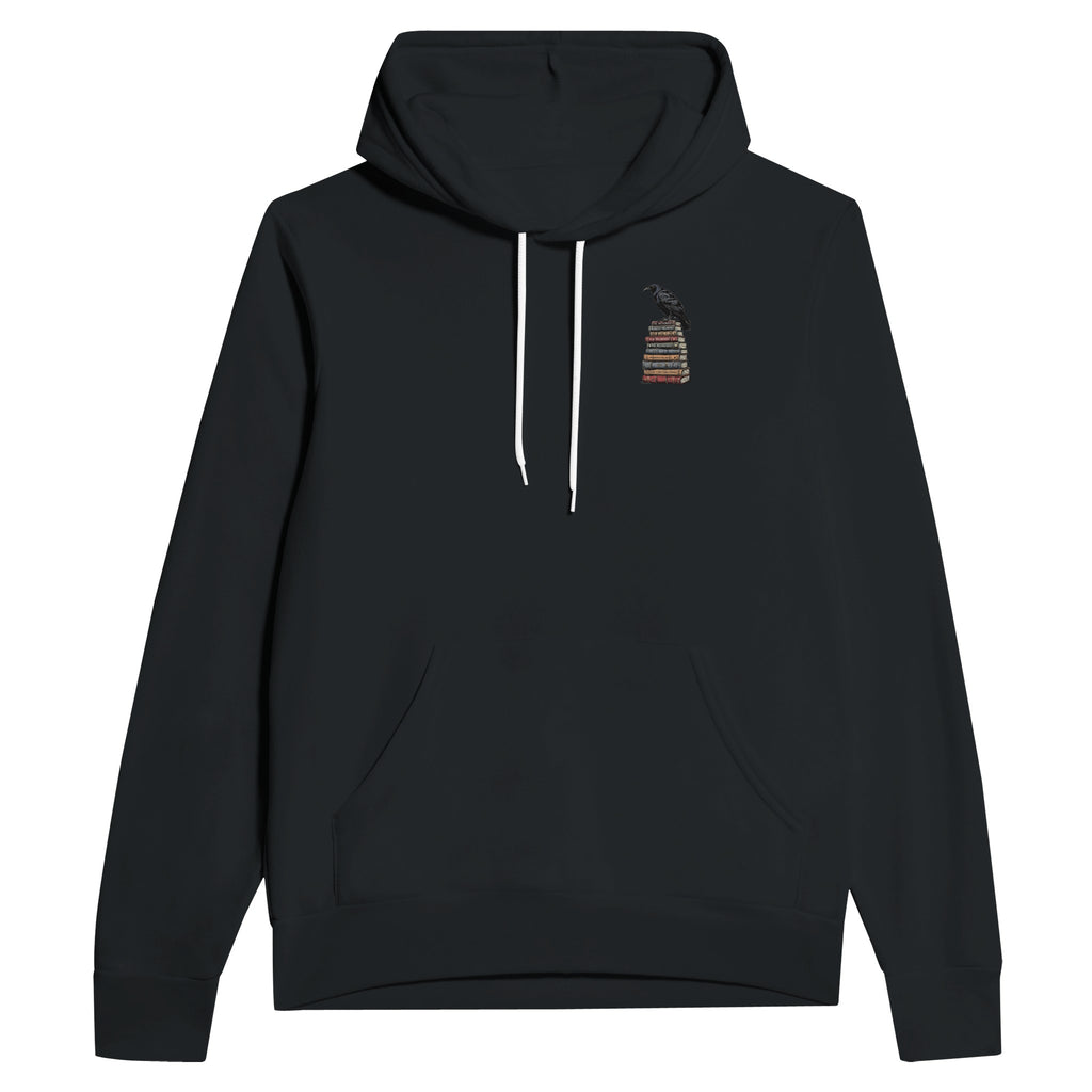 Raven Library Dark Academia Hoodie Pullover Unisex Cotton UK Hoodie — detail view | Wild Thread Co