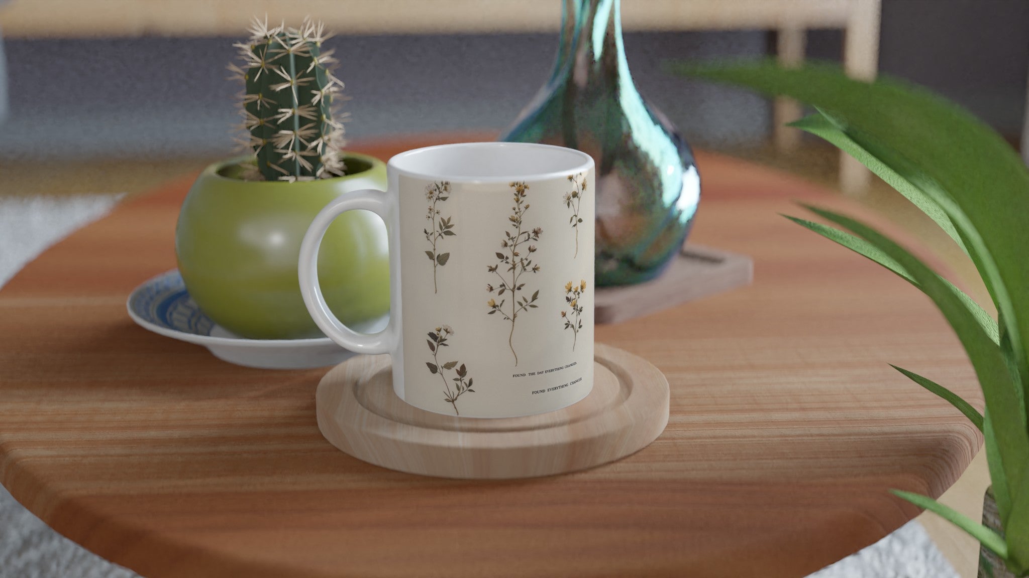 Victorian Pressed Wildflower Botanical Gift Coffee Tea Ceramic 11oz Mug — detail view | Wild Thread Co