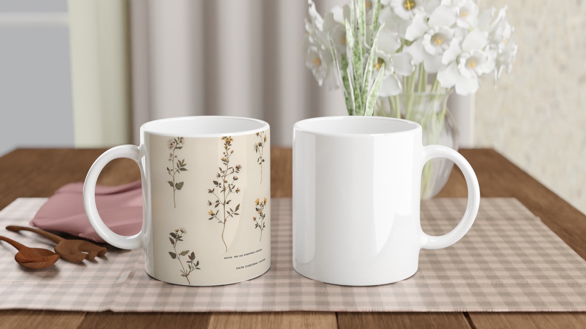 Victorian Pressed Wildflower Botanical Gift Coffee Tea Ceramic 11oz Mug — detail view | Wild Thread Co