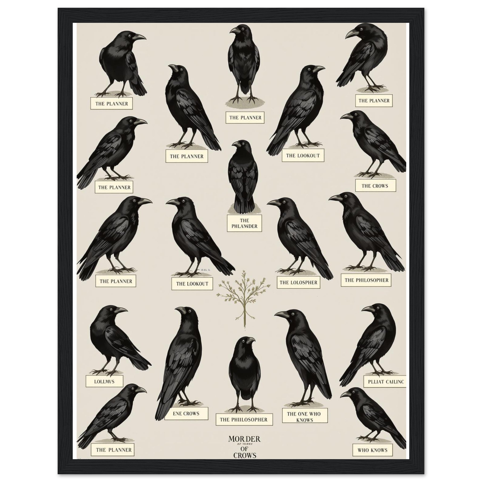 Murder Of Crows Natural History Plate Wall Art Ready to Hang UK — Framed Art Print | Wild Thread Co UK