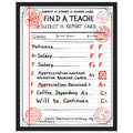 Teacher School Report Card Spoof Framed Print Wall Art Ready to Hang — Framed Art Print | Wild Thread Co UK