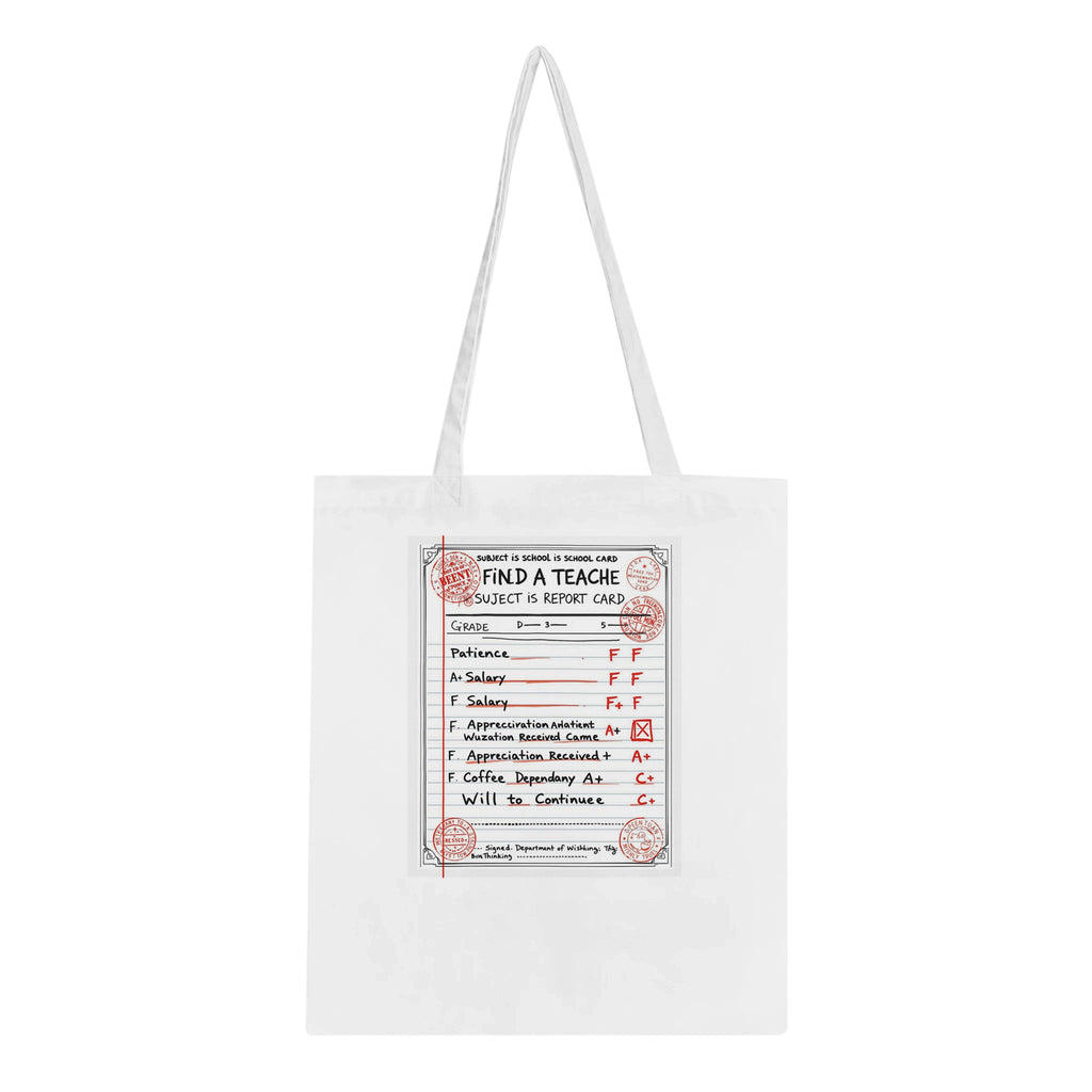 Teacher School Report Card Spoof Cotton Shopper UK Tote Bag — detail view | Wild Thread Co