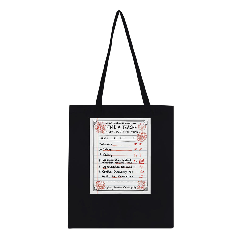 Teacher School Report Card Spoof Cotton Shopper UK Tote Bag — detail view | Wild Thread Co