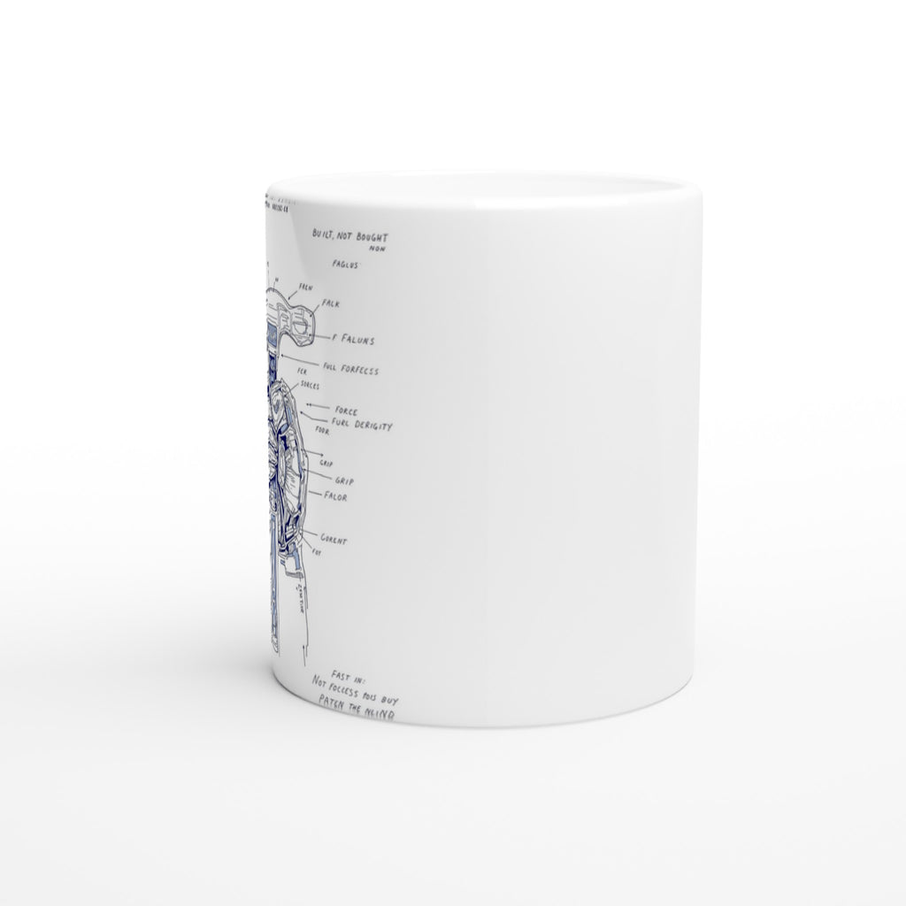 Builder Patent Drawing Hands Coffee Tea Ceramic 11oz Mug — detail view | Wild Thread Co