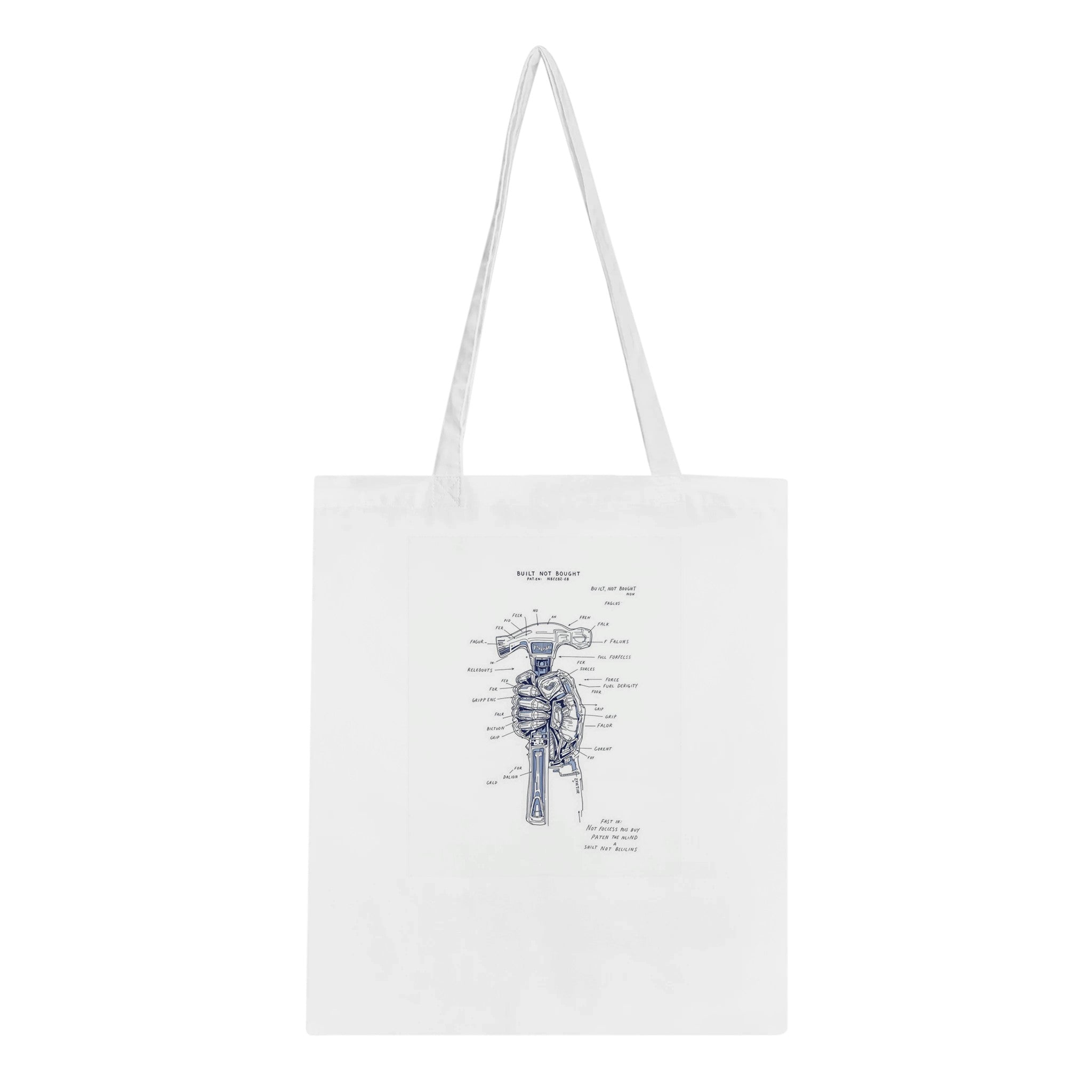 Builder Patent Drawing Hands Cotton Shopper UK — Tote Bag | Wild Thread Co UK