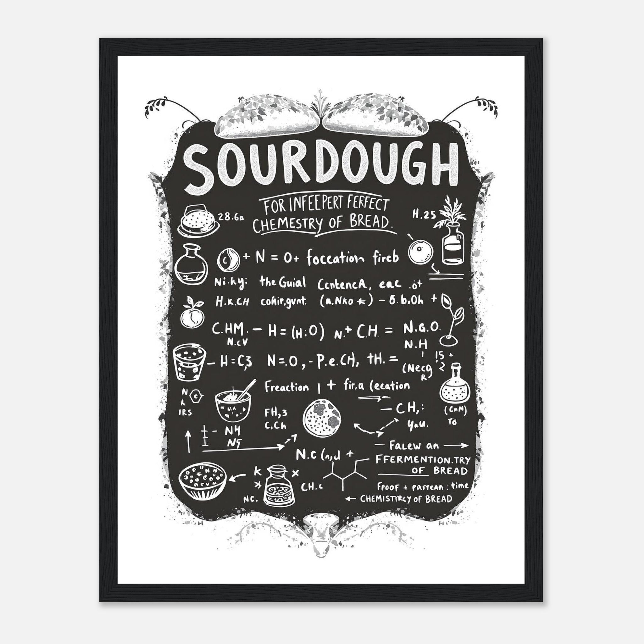 Baker Chemistry Blackboard Framed Print Wall Art Ready to Hang UK Framed Art Print — detail view | Wild Thread Co
