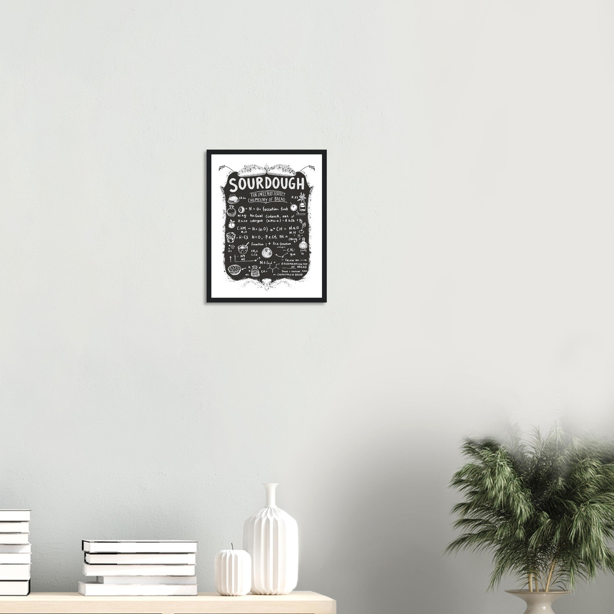 Baker Chemistry Blackboard Framed Print Wall Art Ready to Hang UK Framed Art Print — detail view | Wild Thread Co