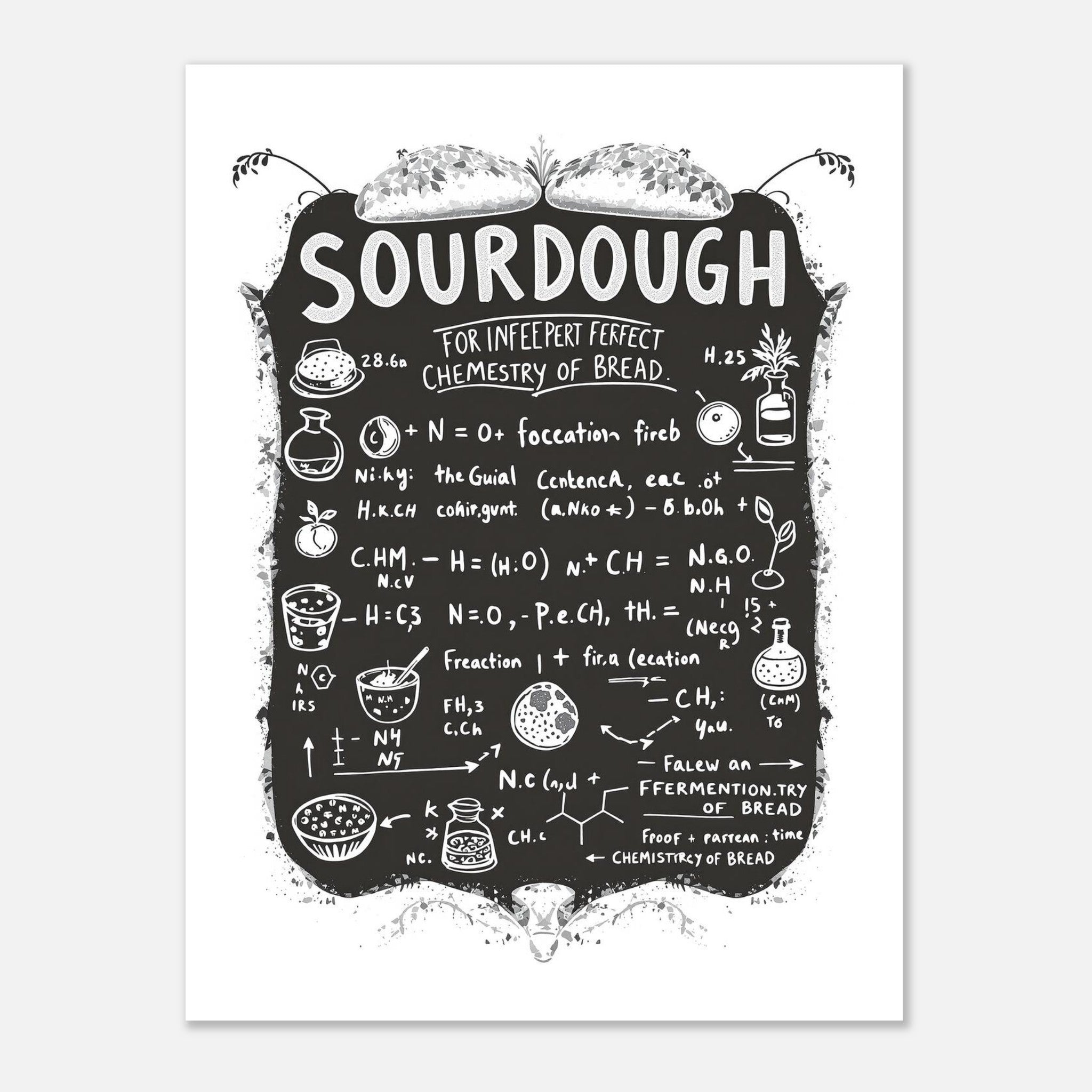 Chemistry Sourdough Baker Art Wall Art UK Art UK Gift Art Print Art Print — detail view | Wild Thread Co