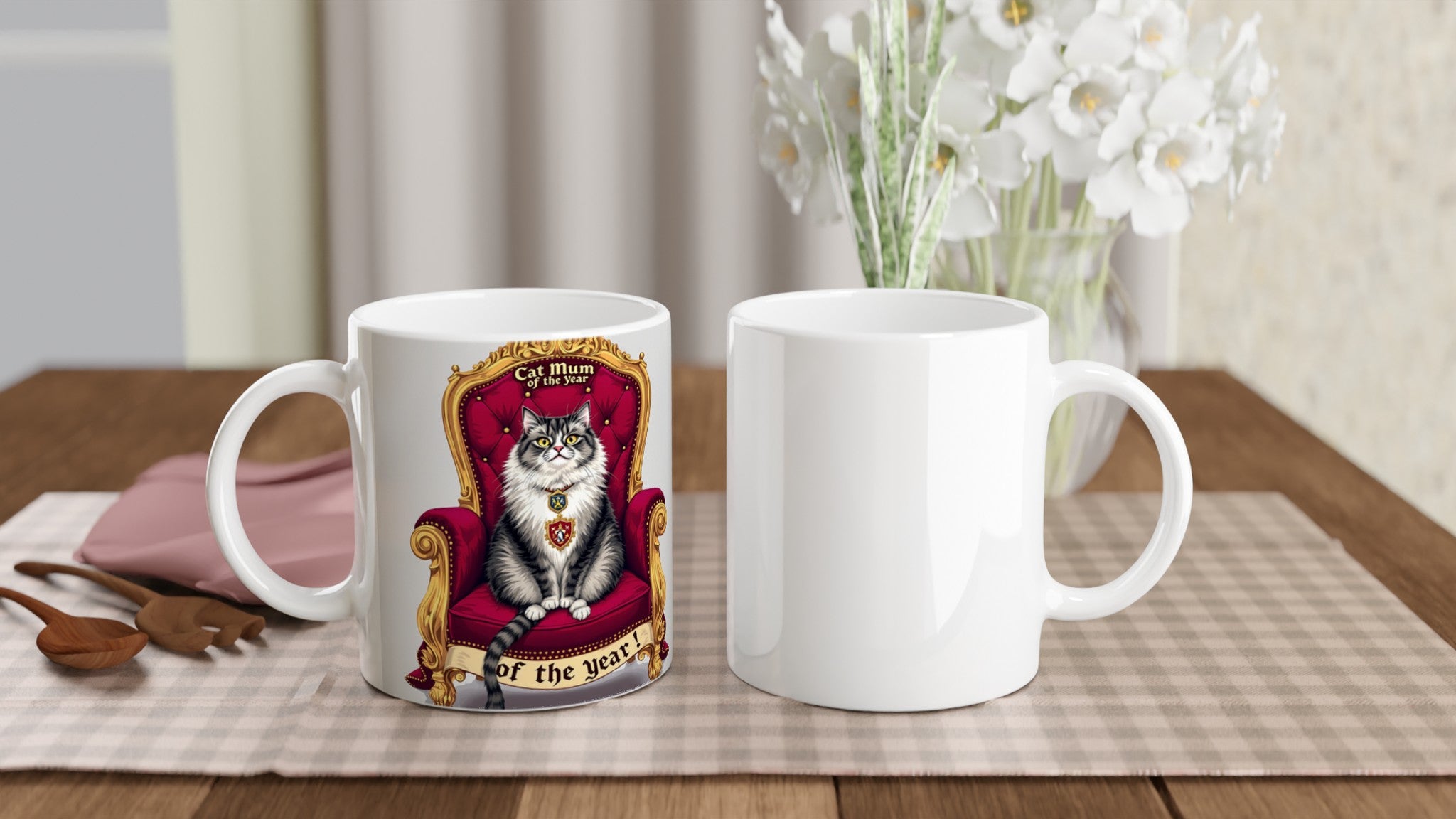 Cat Royal Portrait Spoof Coffee Tea Ceramic 11oz Mug UK Mug — detail view | Wild Thread Co