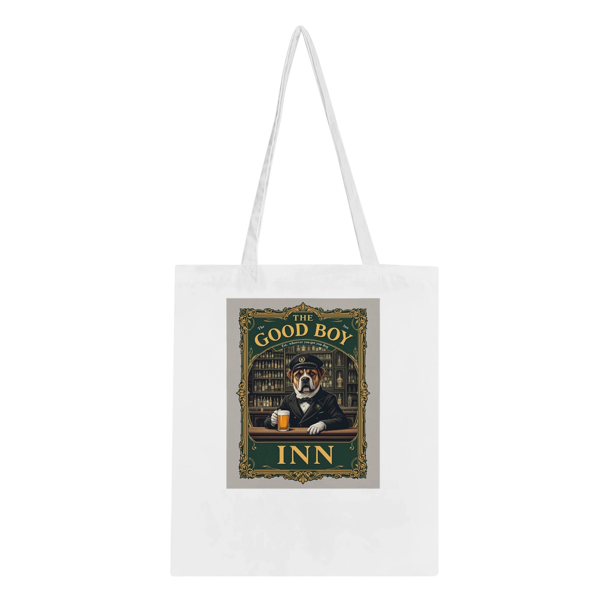 Pub Sign Good Boy Inn Cotton Shopper UK Tote Bag — detail view | Wild Thread Co