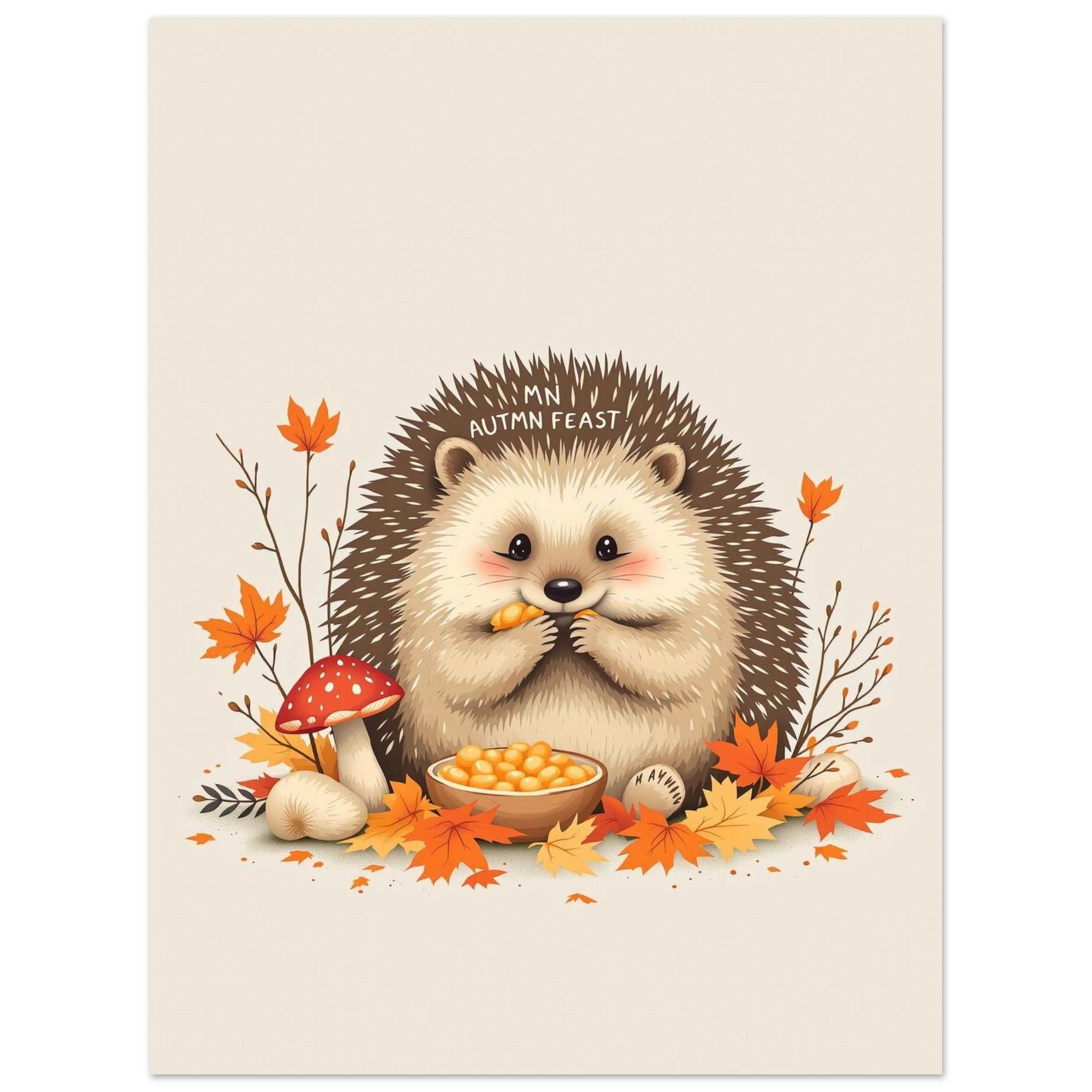 Hedgehog Autumn Feast A1 Art Wall Art UK Art UK Gift Art Print Poster Wall Art U Art Print — detail view | Wild Thread Co