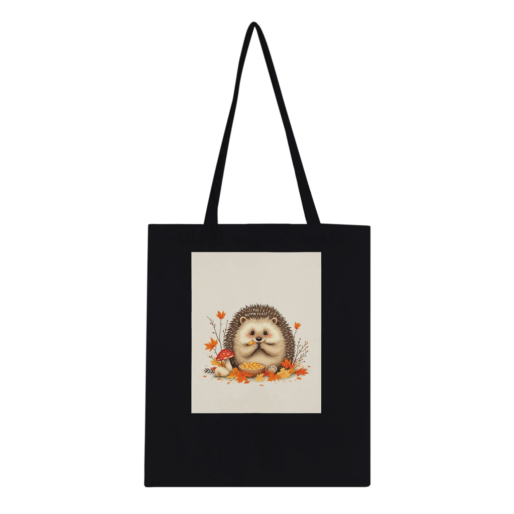 Hedgehog Autumn Feast Cotton Shopper UK Tote Bag UK Gift Tote Bag — detail view | Wild Thread Co