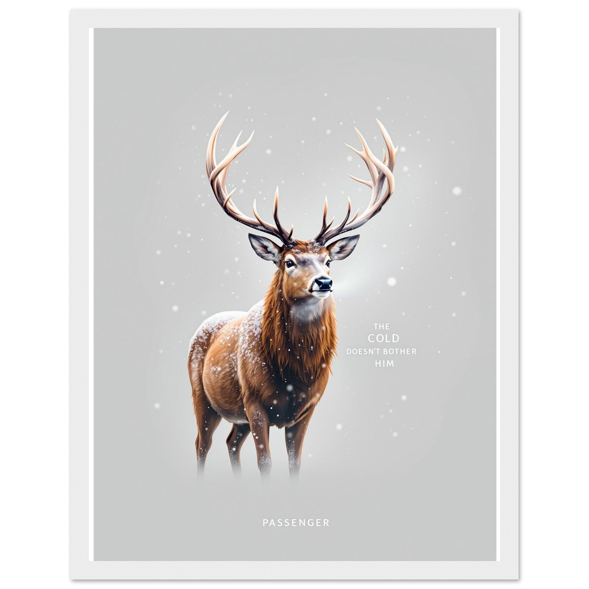 Red Deer Winter Stag Framed Print Wall Art Ready to Hang UK Framed Art Print — detail view | Wild Thread Co