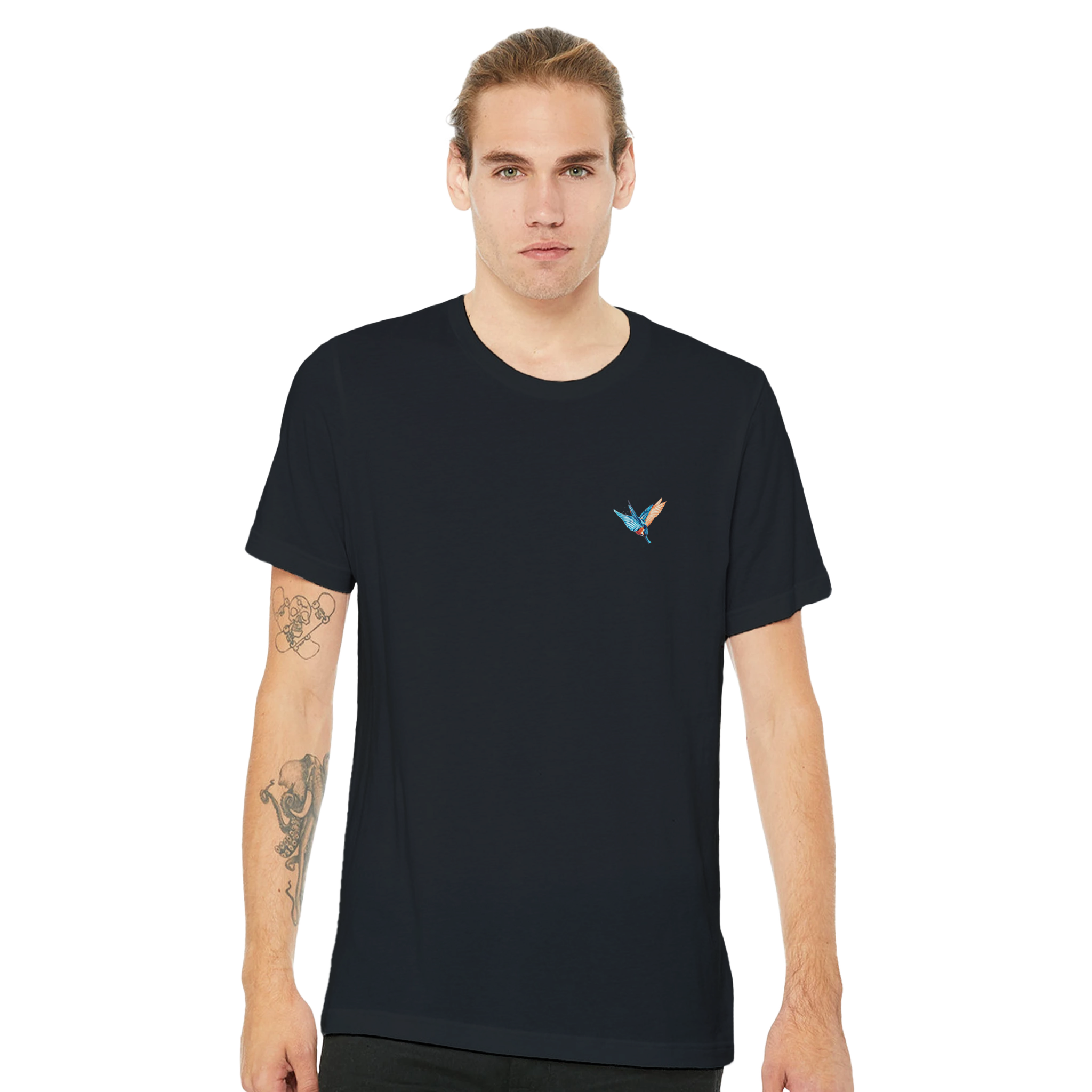 Kingfisher Electric Dive T-Shirt Unisex Cotton Tee UK T-Shirt — detail view | Wild Thread Co