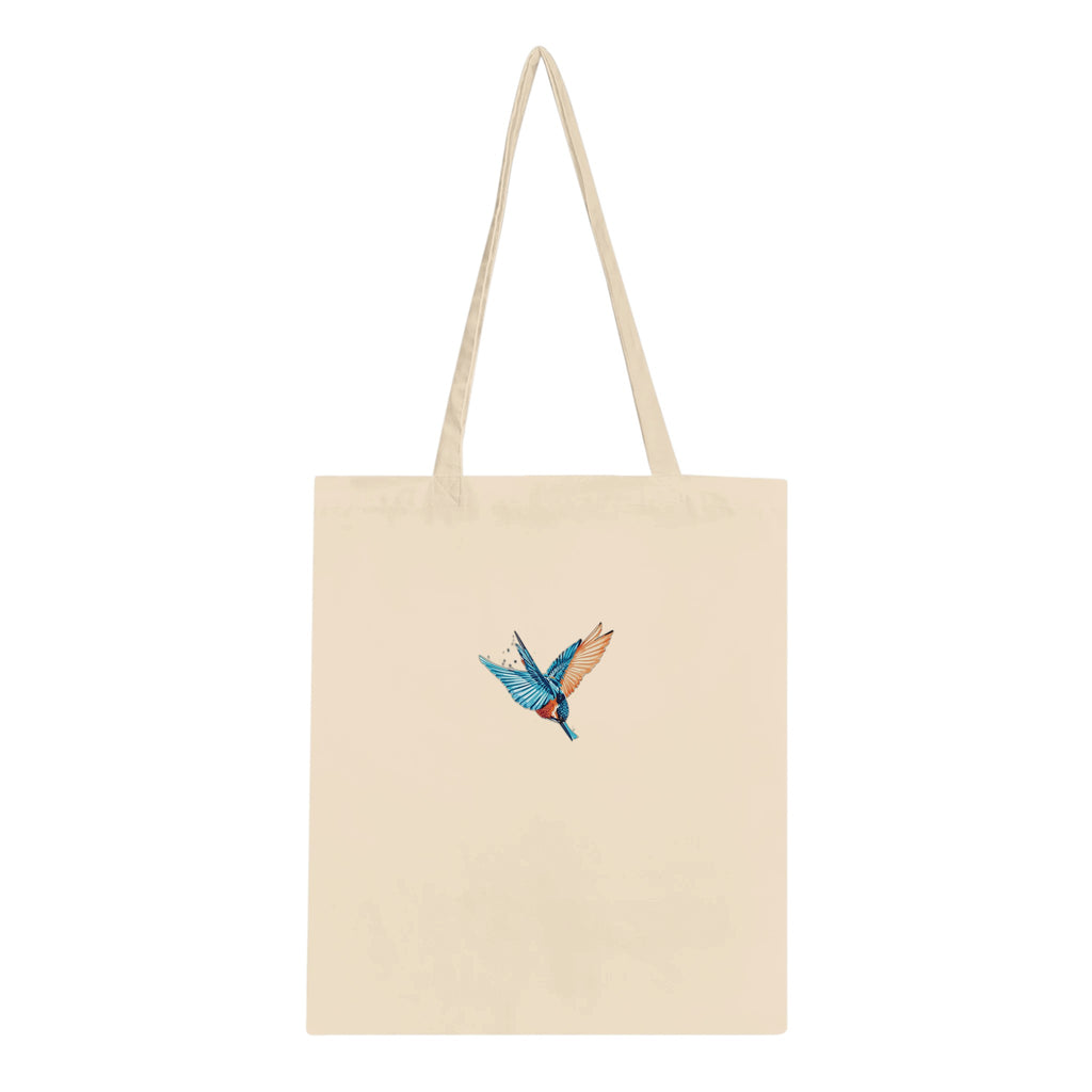 Kingfisher Electric Dive Cotton Shopper UK Tote Bag UK Gift Tote Bag — detail view | Wild Thread Co