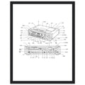 Minidisc Player Technical Illustration Framed Print Wall Art Ready to — Framed Art Print | Wild Thread Co UK