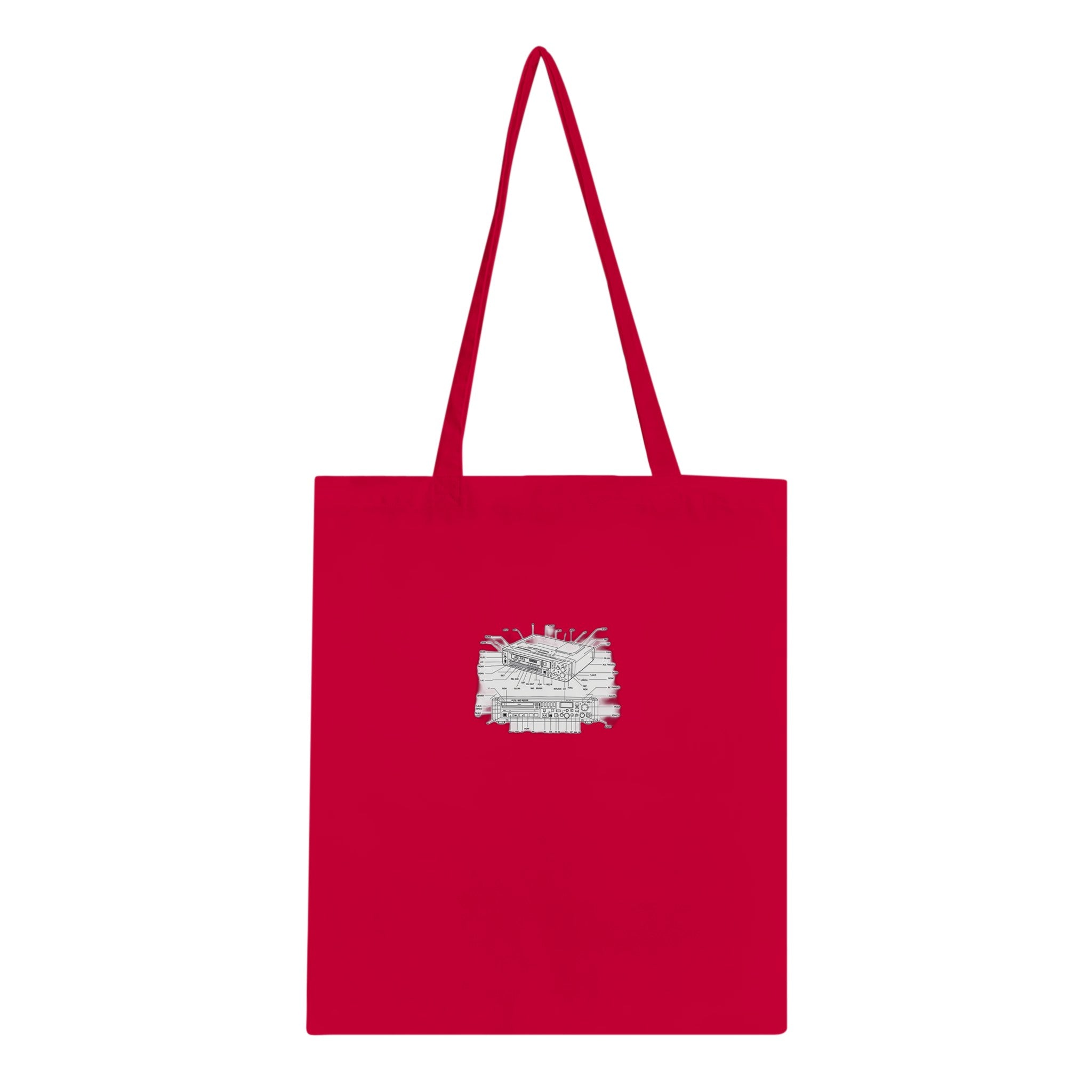 Minidisc Player Technical Illustration Cotton Shopper UK Tote Bag — detail view | Wild Thread Co