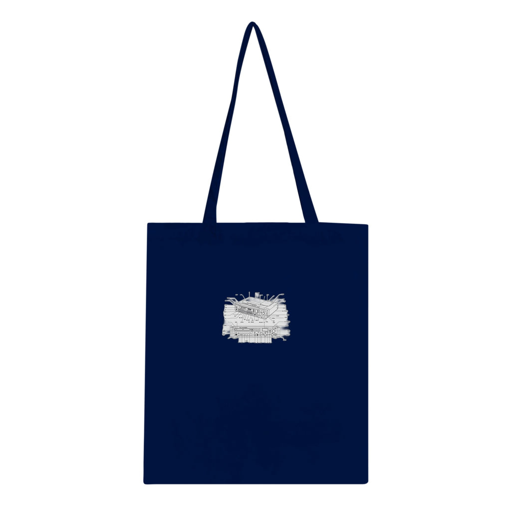 Minidisc Player Technical Illustration Cotton Shopper UK Tote Bag — detail view | Wild Thread Co